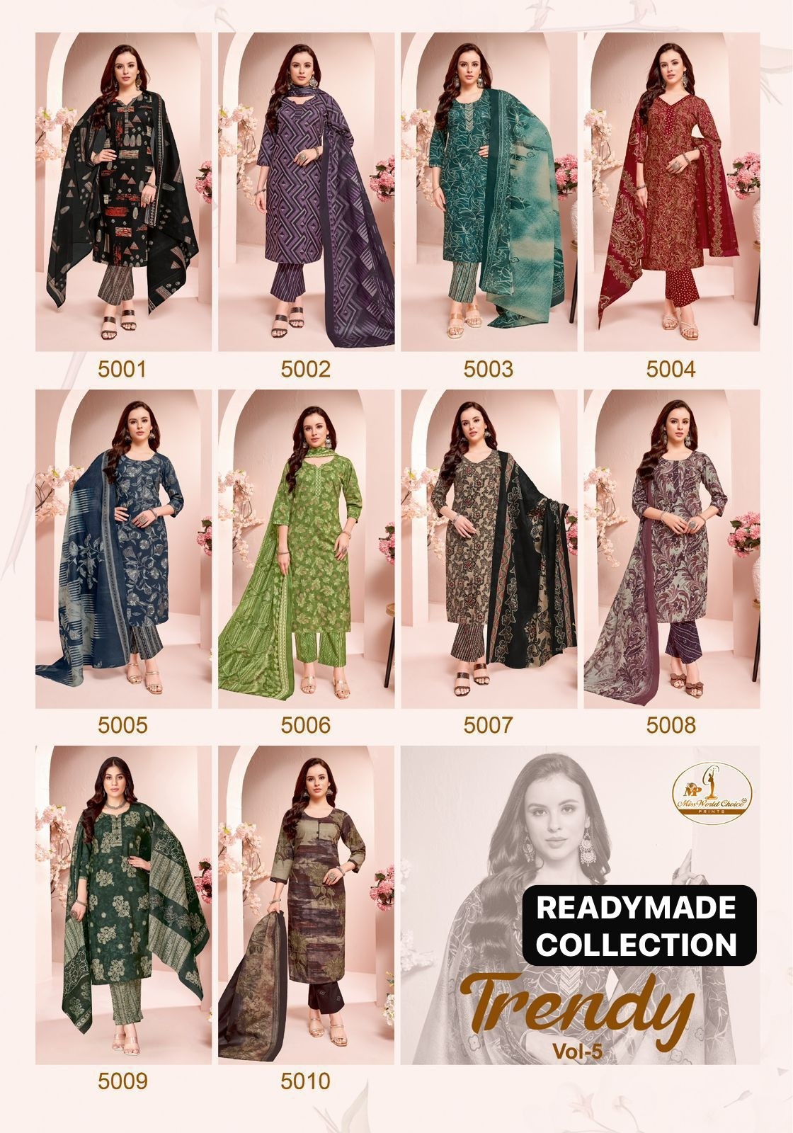 MISS WORLD CHOICE - TRENDY VOL - 5 - PURE HEAVY COTTON READYMADE SUIT SALWAR COLLECTION 