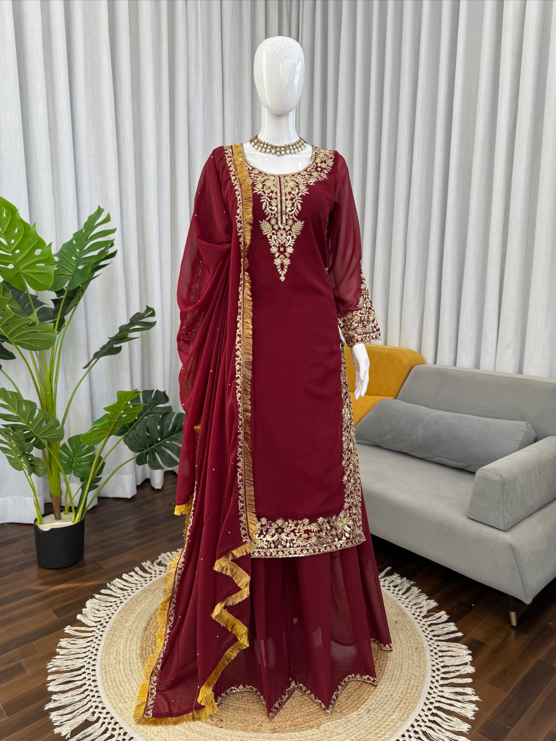 KD1599 - FOX GEORGETTE WITH EMBROIDERY WORK BY PAKISTANI READYMADE SUIT SALWAR COLLECTION 