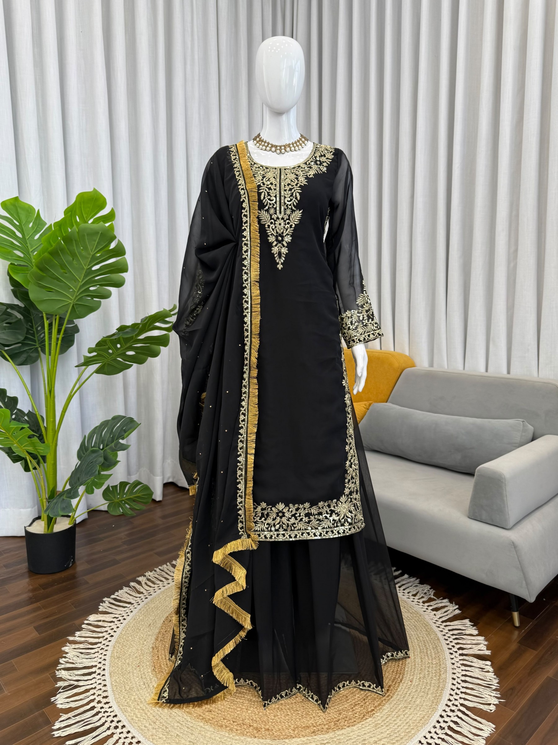 KD1599 - FOX GEORGETTE WITH EMBROIDERY WORK BY PAKISTANI READYMADE SUIT SALWAR COLLECTION 