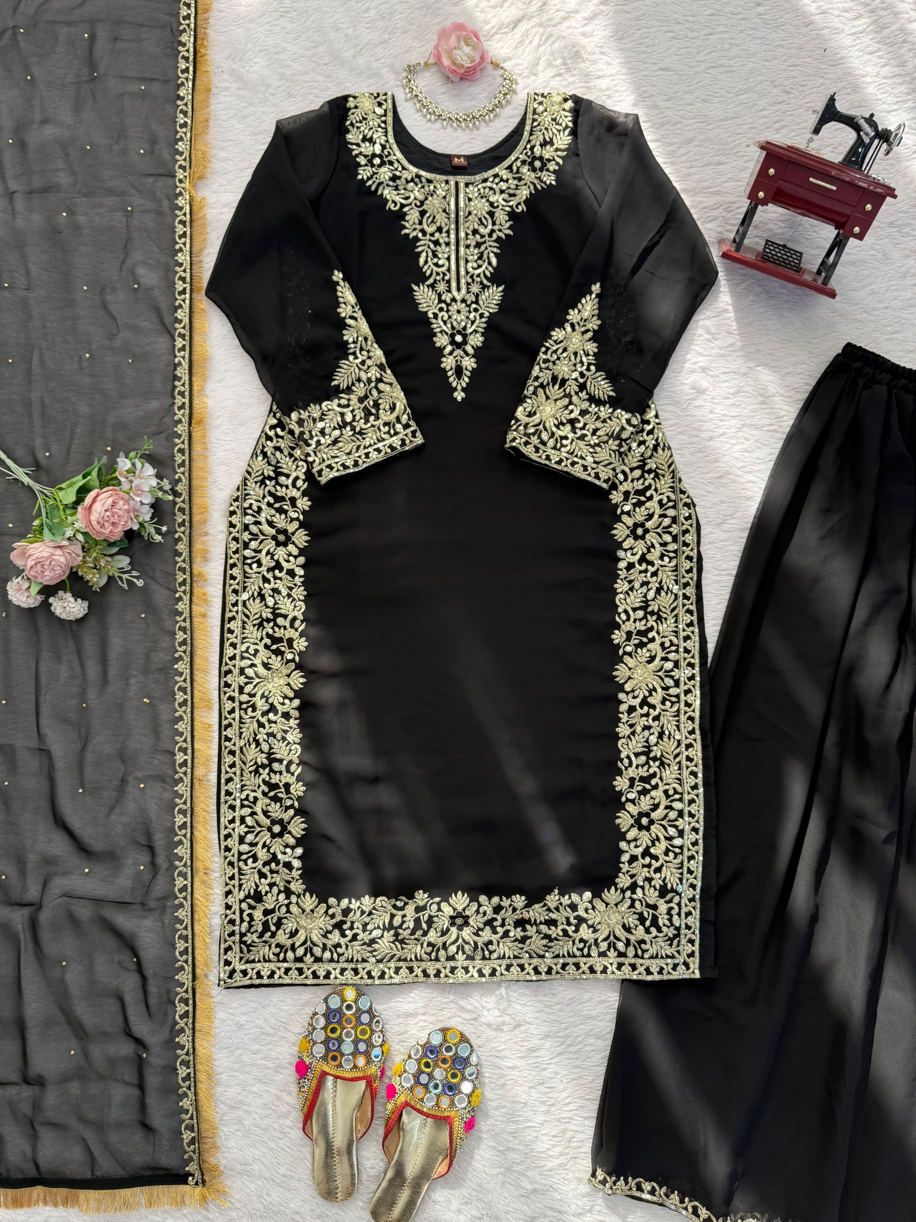 KD1599 - FOX GEORGETTE WITH EMBROIDERY WORK BY PAKISTANI READYMADE SUIT SALWAR COLLECTION 