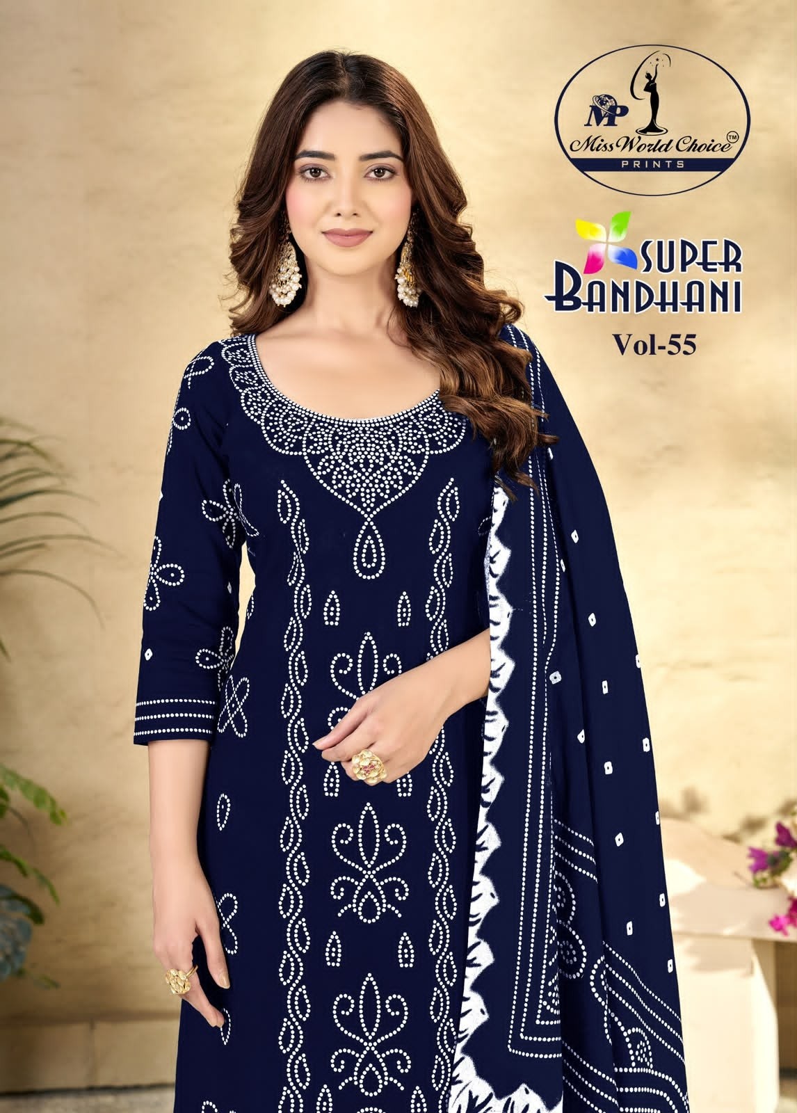 SUPER BANDHANI VOL - 55 - PURE HEAVY COTTON & BANDHANI PRINT WITH PATIYALA SUIT BY MISS WORLD CHOICE 