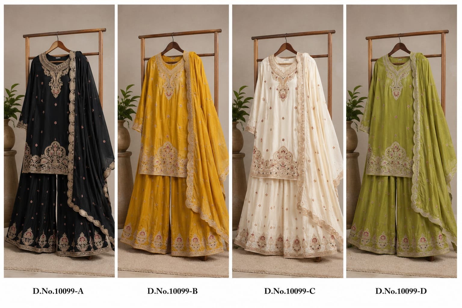 ZORISTA - 10099 - PREMIUM CHINON SILK WITH EMBROIDERY WORK & JARKAN WORK BY PAKISTANI READYMADE SHARARA AND PLAZZO SUIT COLLECTION 