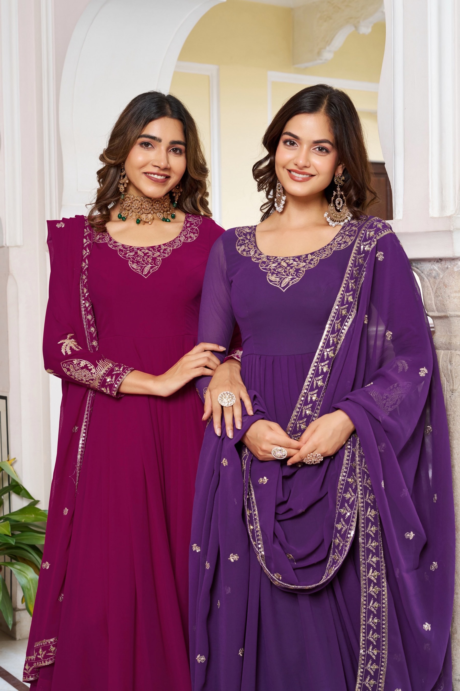 SP - 31 - FAUX GEORGETTE WITH HEAVY EMBROIDERY AND SEQUENCE WORK WITH PARTY WEAR GOWN AND LEHENGA COLLECTION 