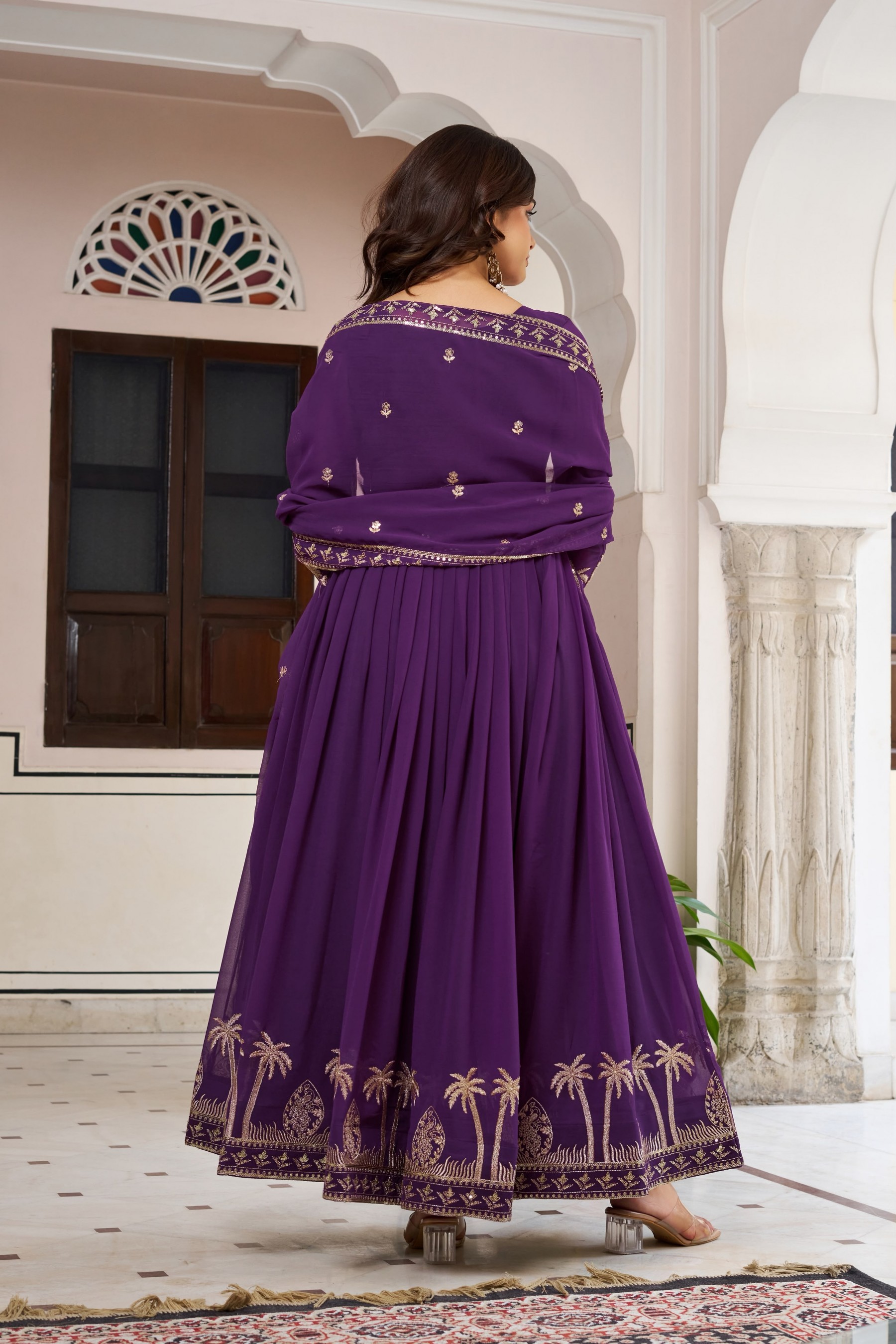 SP - 31 - FAUX GEORGETTE WITH HEAVY EMBROIDERY AND SEQUENCE WORK WITH PARTY WEAR GOWN AND LEHENGA COLLECTION 