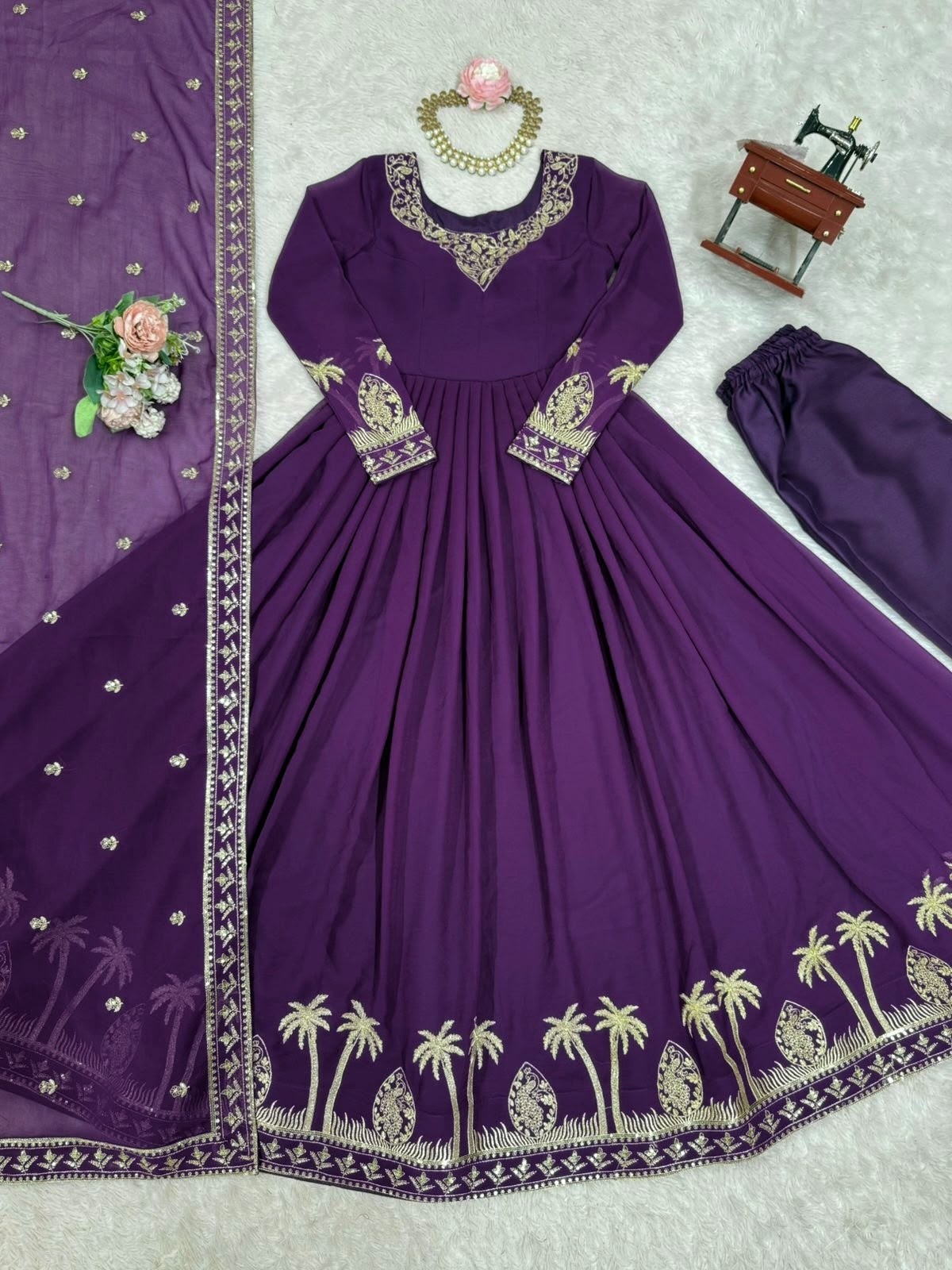 SP - 31 - FAUX GEORGETTE WITH HEAVY EMBROIDERY AND SEQUENCE WORK WITH PARTY WEAR GOWN AND LEHENGA COLLECTION 