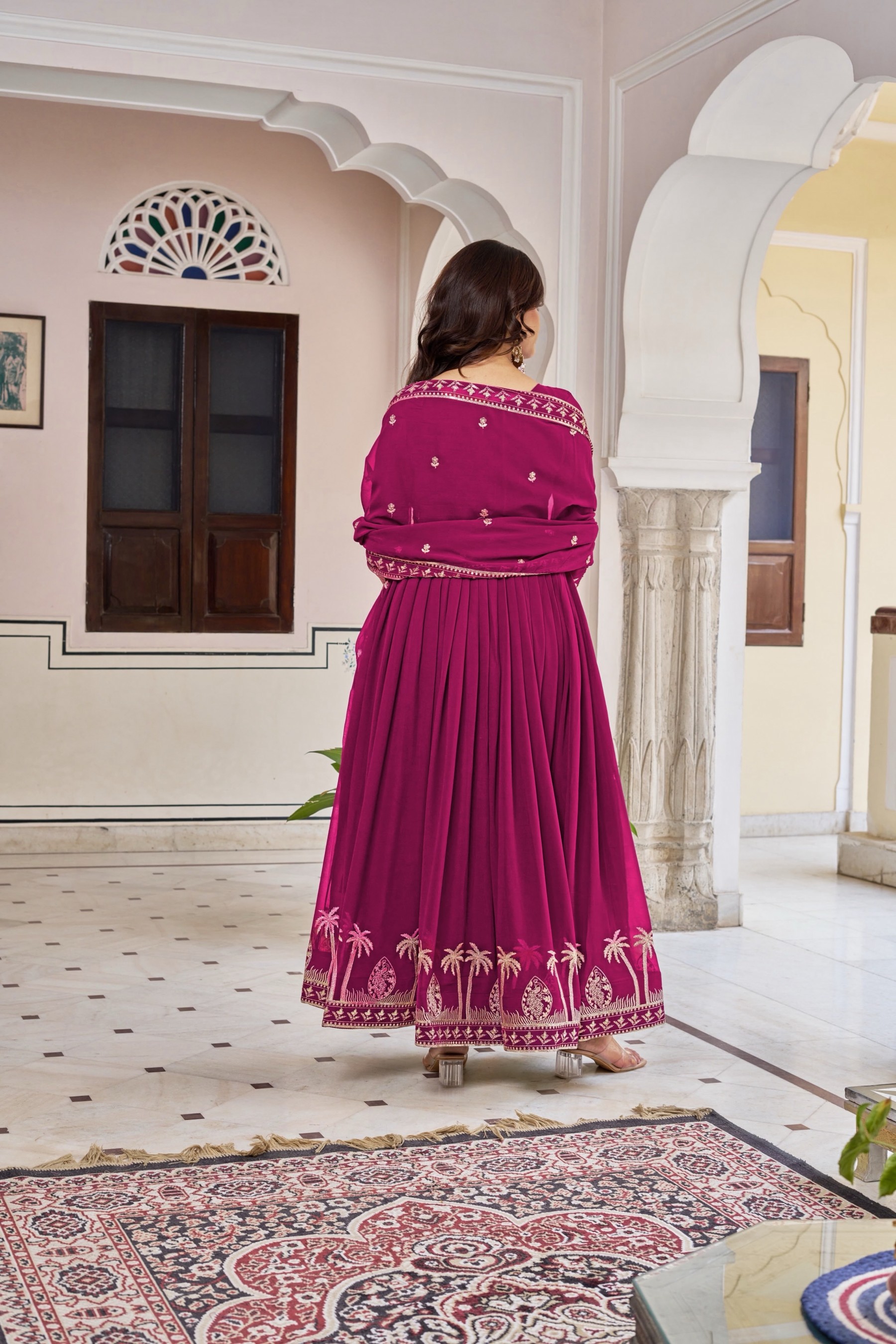 SP - 31 - FAUX GEORGETTE WITH HEAVY EMBROIDERY AND SEQUENCE WORK WITH PARTY WEAR GOWN AND LEHENGA COLLECTION 