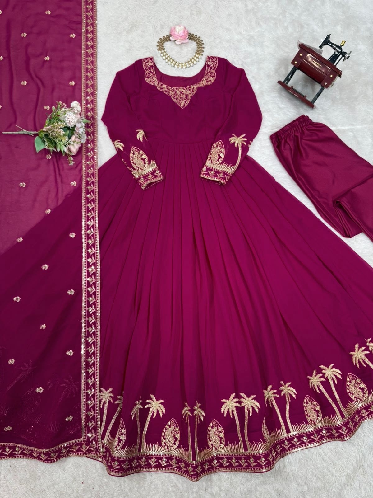 SP - 31 - FAUX GEORGETTE WITH HEAVY EMBROIDERY AND SEQUENCE WORK WITH PARTY WEAR GOWN AND LEHENGA COLLECTION 