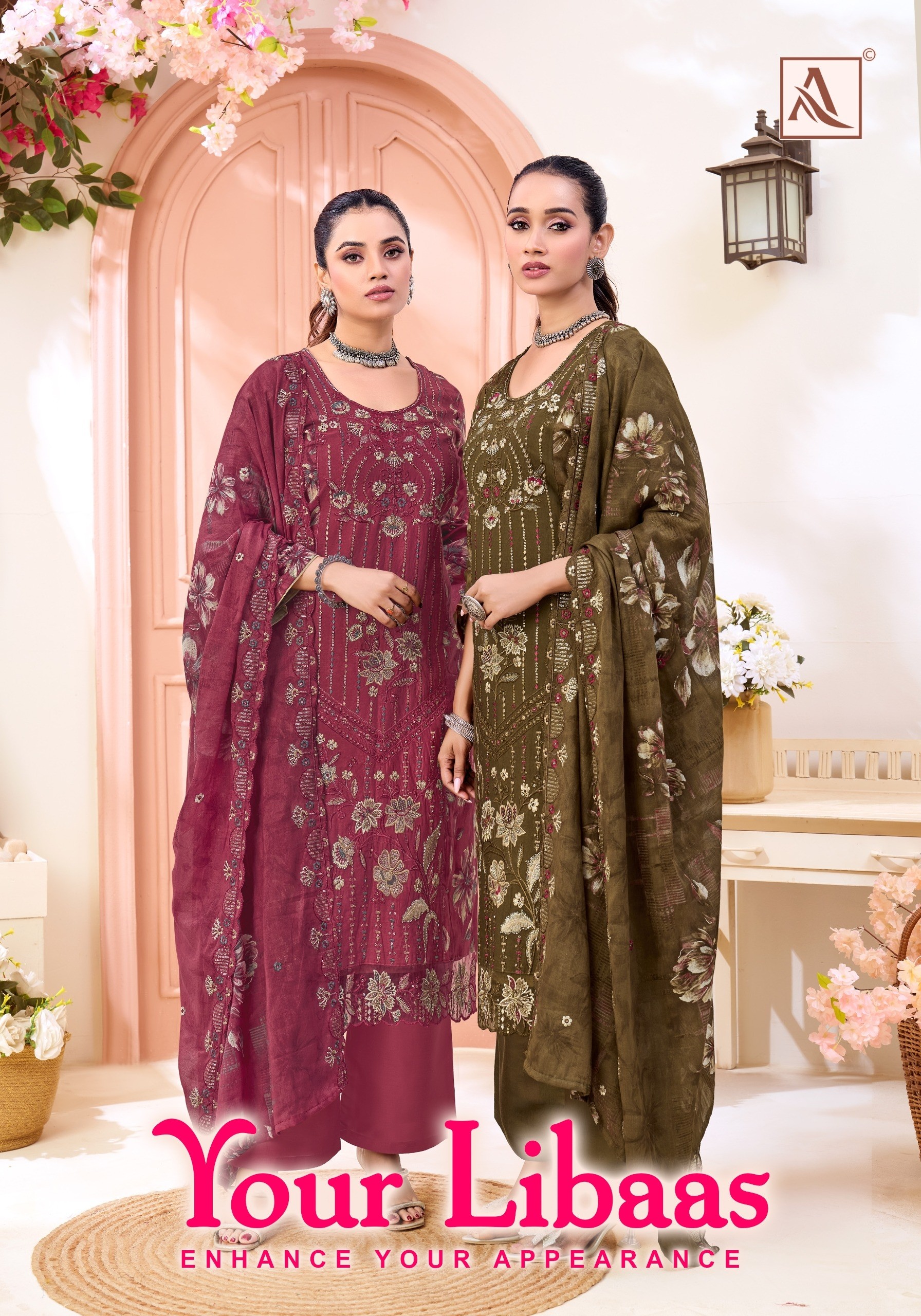 YOUR LIBAAS - PURE CAMBRIC COTTON FOIL PRINT WITH FANCY BEATS EMBROIDERY WORK BY PAKISTANI SUIT COLLECTION BY ALOK