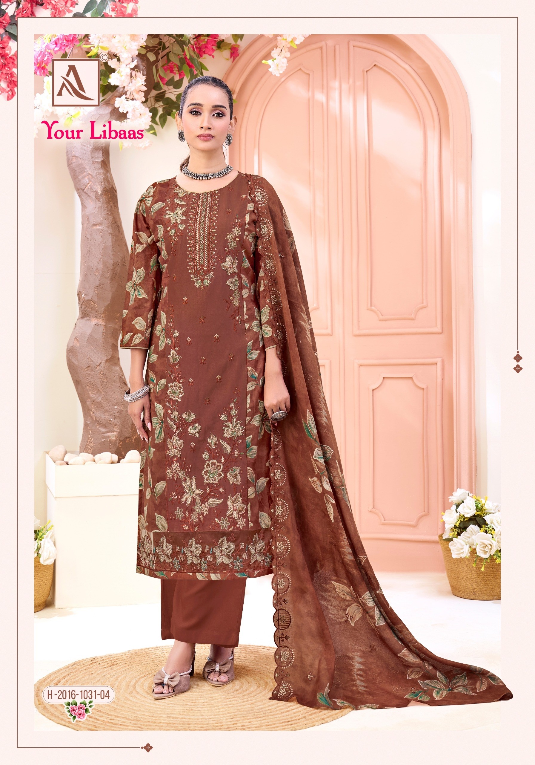 YOUR LIBAAS - PURE CAMBRIC COTTON FOIL PRINT WITH FANCY BEATS EMBROIDERY WORK BY PAKISTANI SUIT COLLECTION BY ALOK