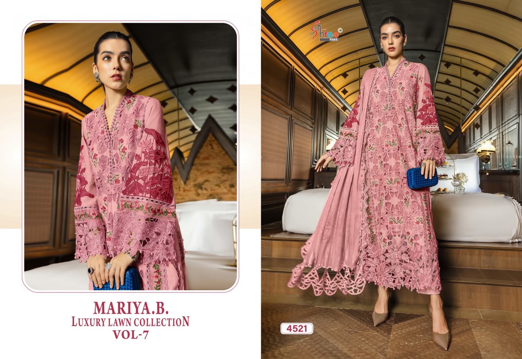 MARIYA B LUXURY LAWN COLLECTION VOL - 7 - PURE COTTON WITH HEAVY SELF EMBROIDERY WORK PAKISTANI SUIT COLLECTION BY SHREE FAB 