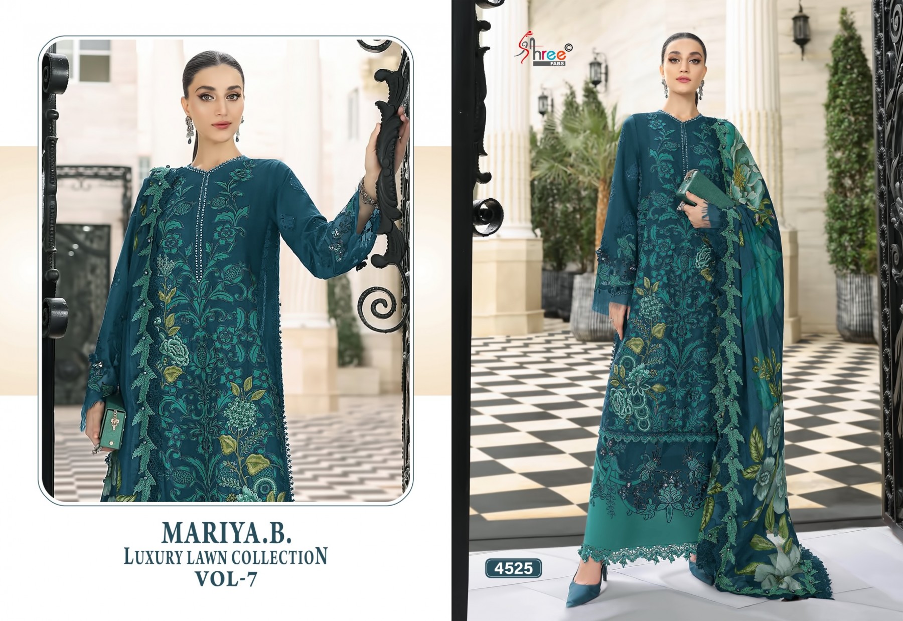 MARIYA B LUXURY LAWN COLLECTION VOL - 7 - PURE COTTON WITH HEAVY SELF EMBROIDERY WORK PAKISTANI SUIT COLLECTION BY SHREE FAB 