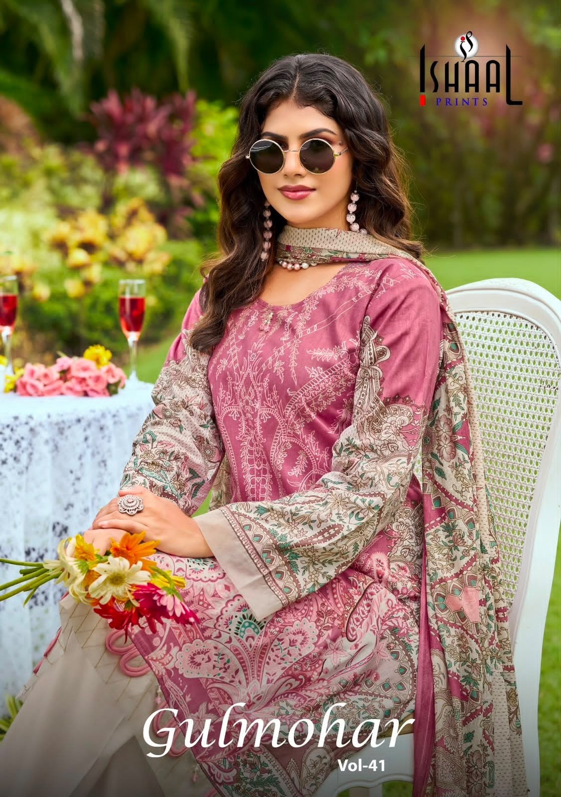 GULMOHAR VOL - 41 - PURE HEAVY LAWN COTTON PAKISTANI KARACHI PRINTED SUIT BY ISHAAL PRINT 