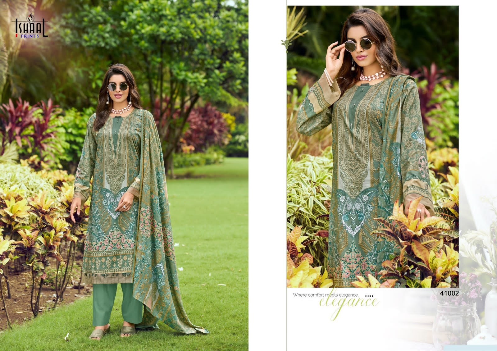 GULMOHAR VOL - 41 - PURE HEAVY LAWN COTTON PAKISTANI KARACHI PRINTED SUIT BY ISHAAL PRINT 