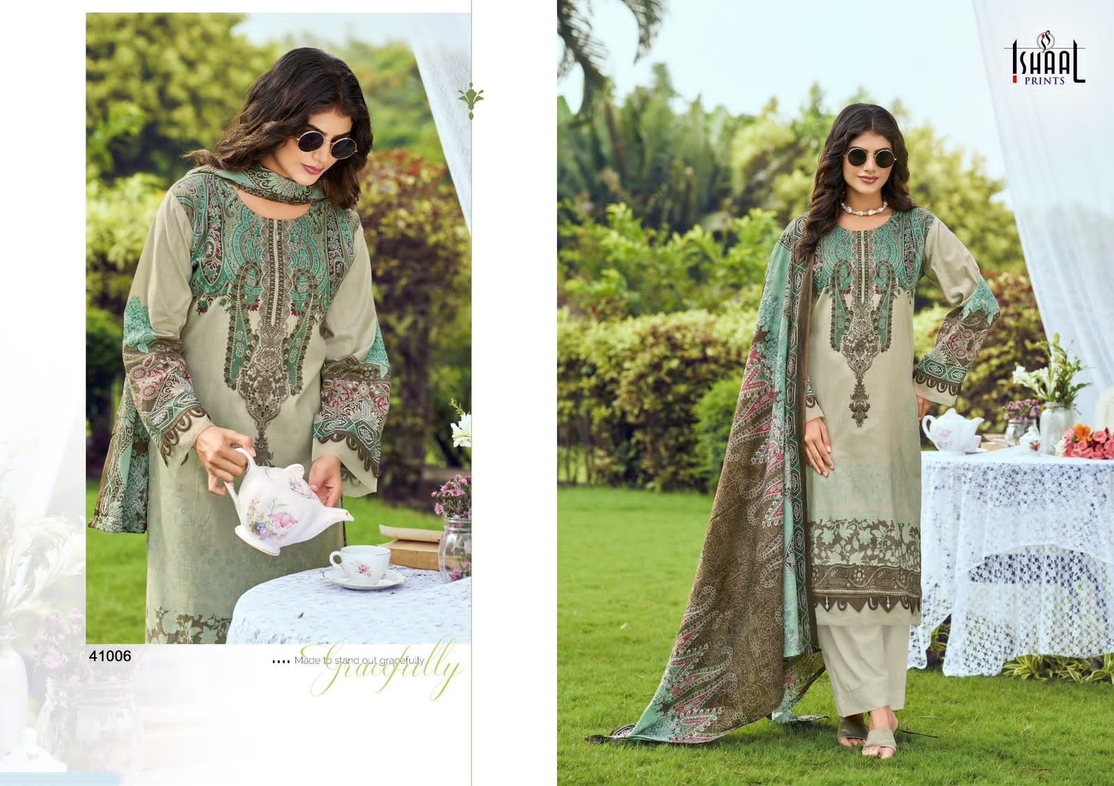 GULMOHAR VOL - 41 - PURE HEAVY LAWN COTTON PAKISTANI KARACHI PRINTED SUIT BY ISHAAL PRINT 