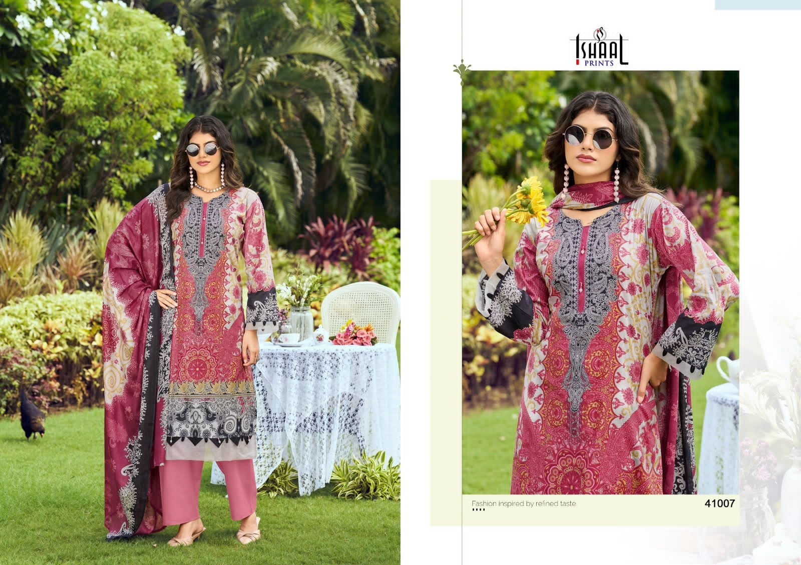 GULMOHAR VOL - 41 - PURE HEAVY LAWN COTTON PAKISTANI KARACHI PRINTED SUIT BY ISHAAL PRINT 