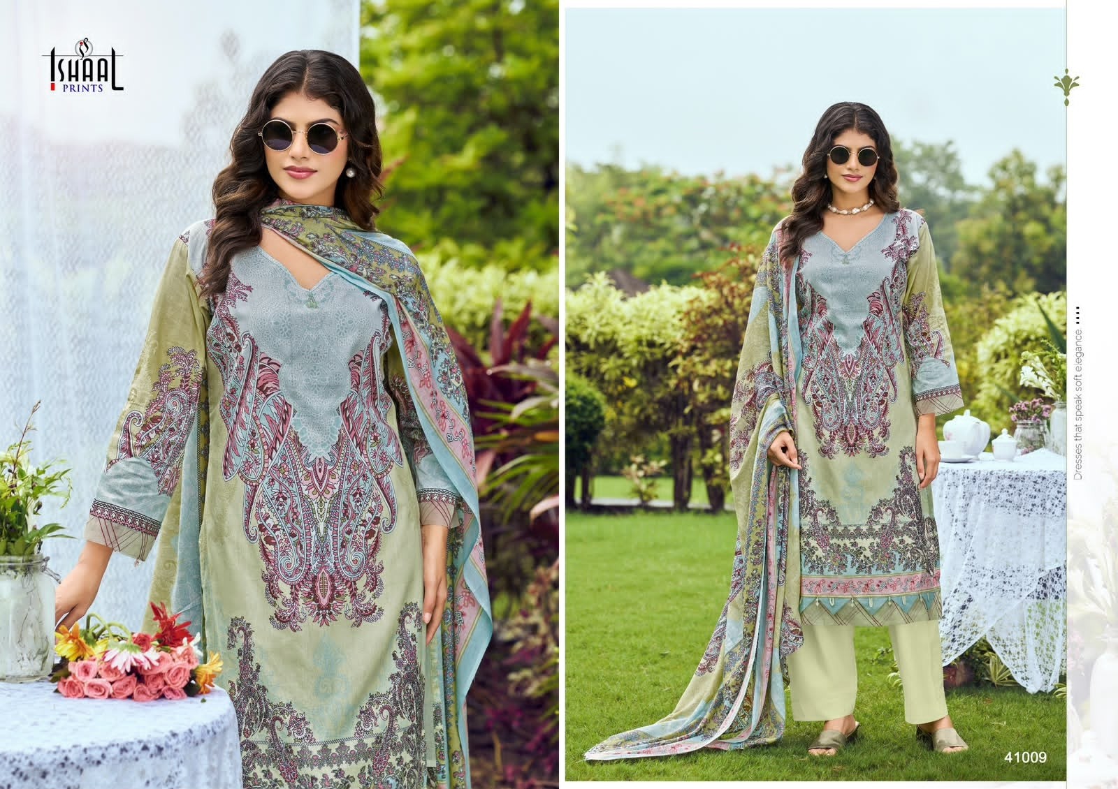 GULMOHAR VOL - 41 - PURE HEAVY LAWN COTTON PAKISTANI KARACHI PRINTED SUIT BY ISHAAL PRINT 