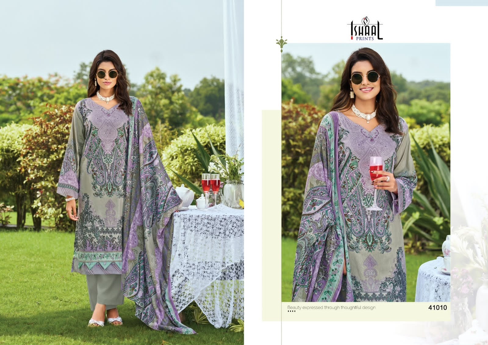 GULMOHAR VOL - 41 - PURE HEAVY LAWN COTTON PAKISTANI KARACHI PRINTED SUIT BY ISHAAL PRINT 