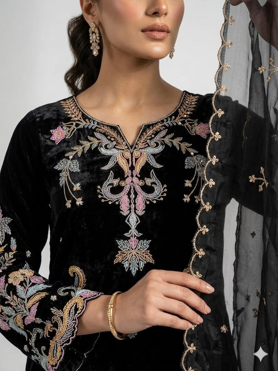 LG - 2124 - GLASS ROMAN FULL EMBROIDERY WORK BY PAKISTANI READYMADE SUIT COLLECTION 