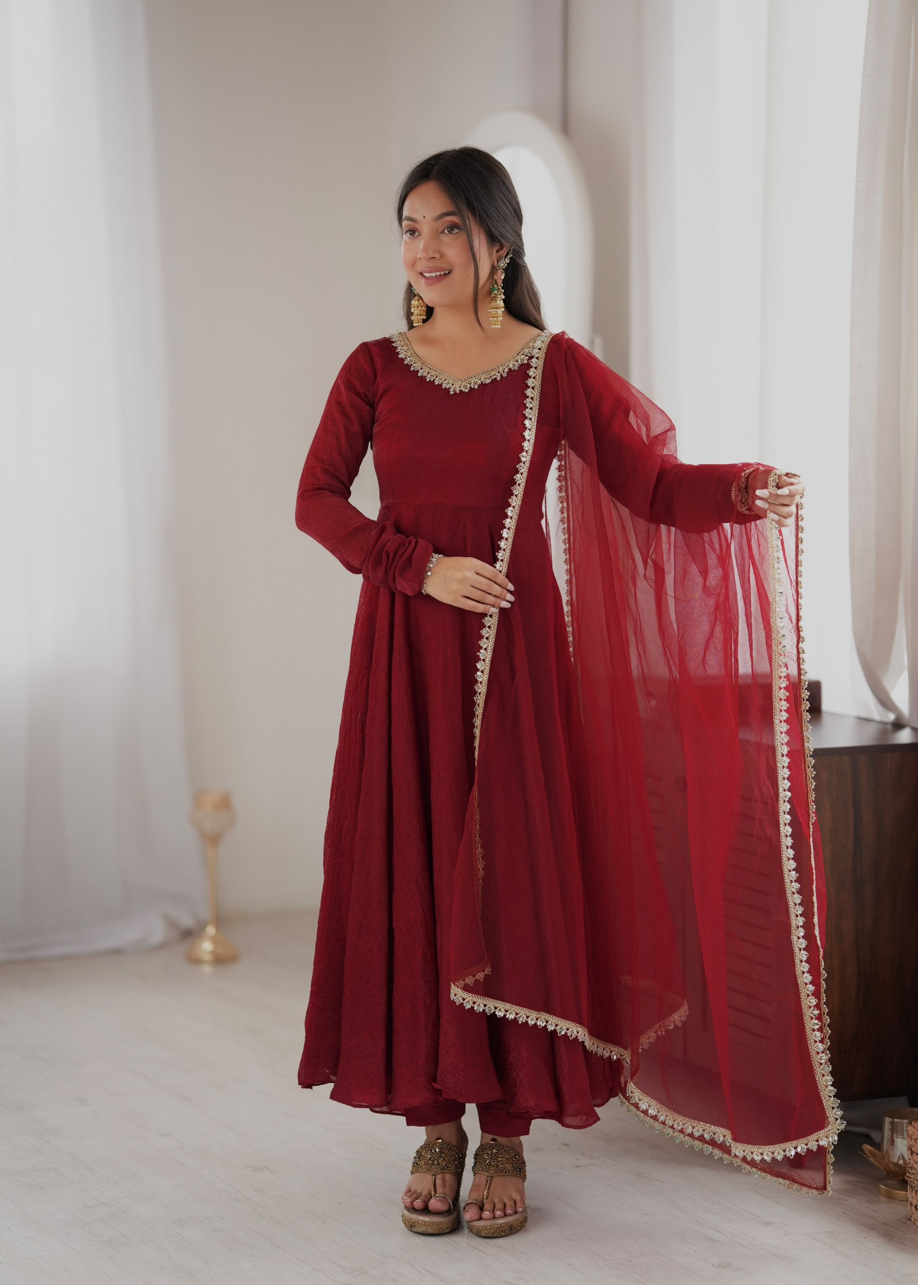 SRK - 5355 - DOREMON CRUSH WITH REAL MIRROR WORK LACE BORDER WITH FULLY FAIR BY PARTY WEAR AND WEDDING NAIRA AND GOWN COLLECTION 