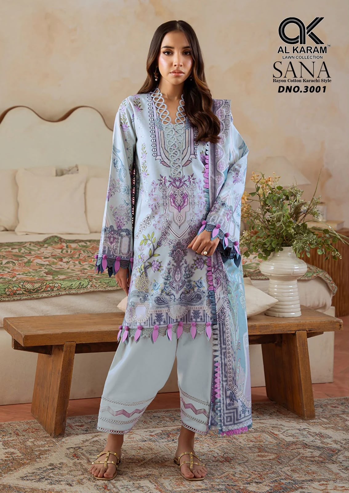 SANA VOL - 3 - REYON COLLECTION WITH PAKISTANI COTTON PRINTED SUIT BY AL KARAM SUIT