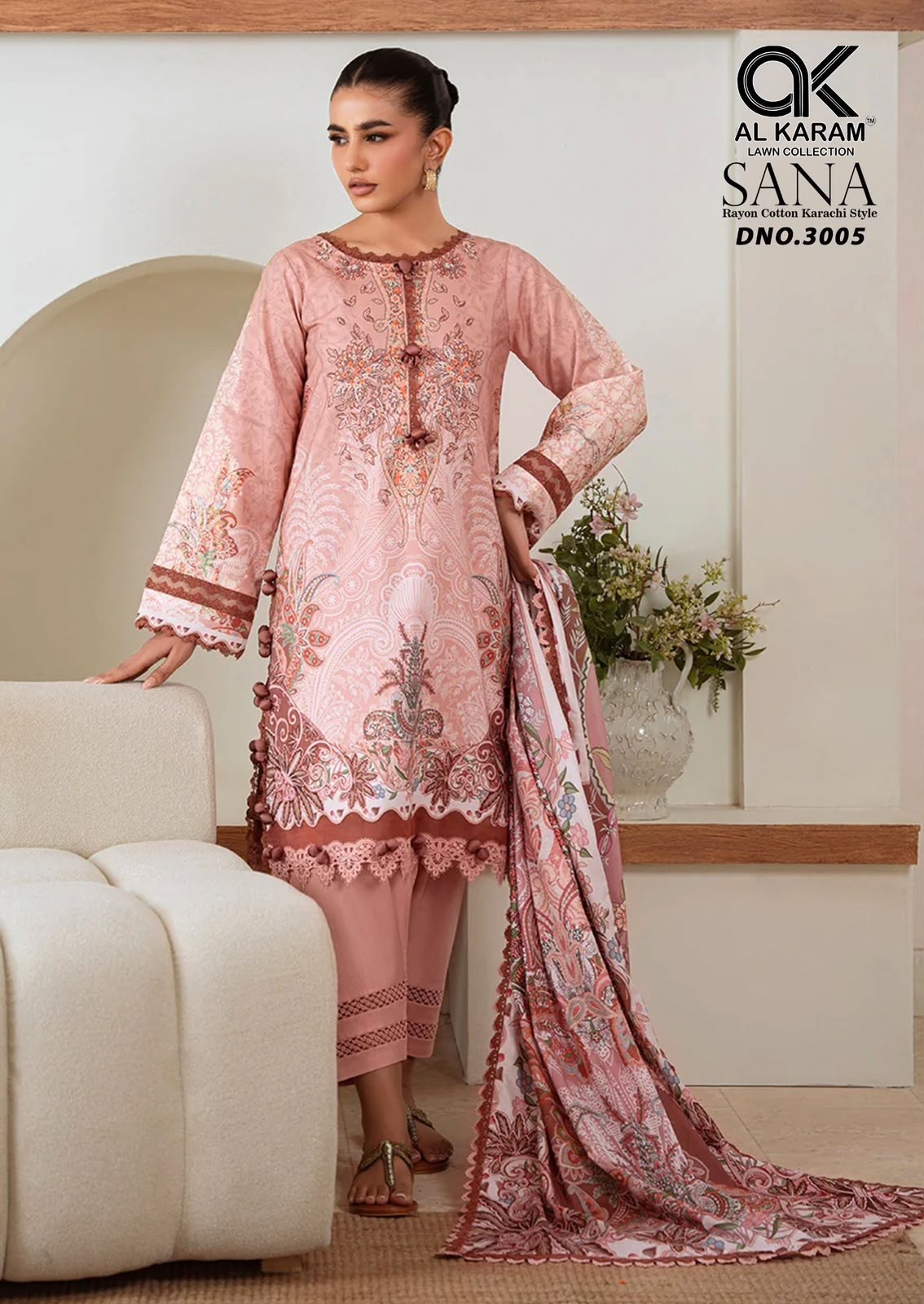 SANA VOL - 3 - REYON COLLECTION WITH PAKISTANI COTTON PRINTED SUIT BY AL KARAM SUIT