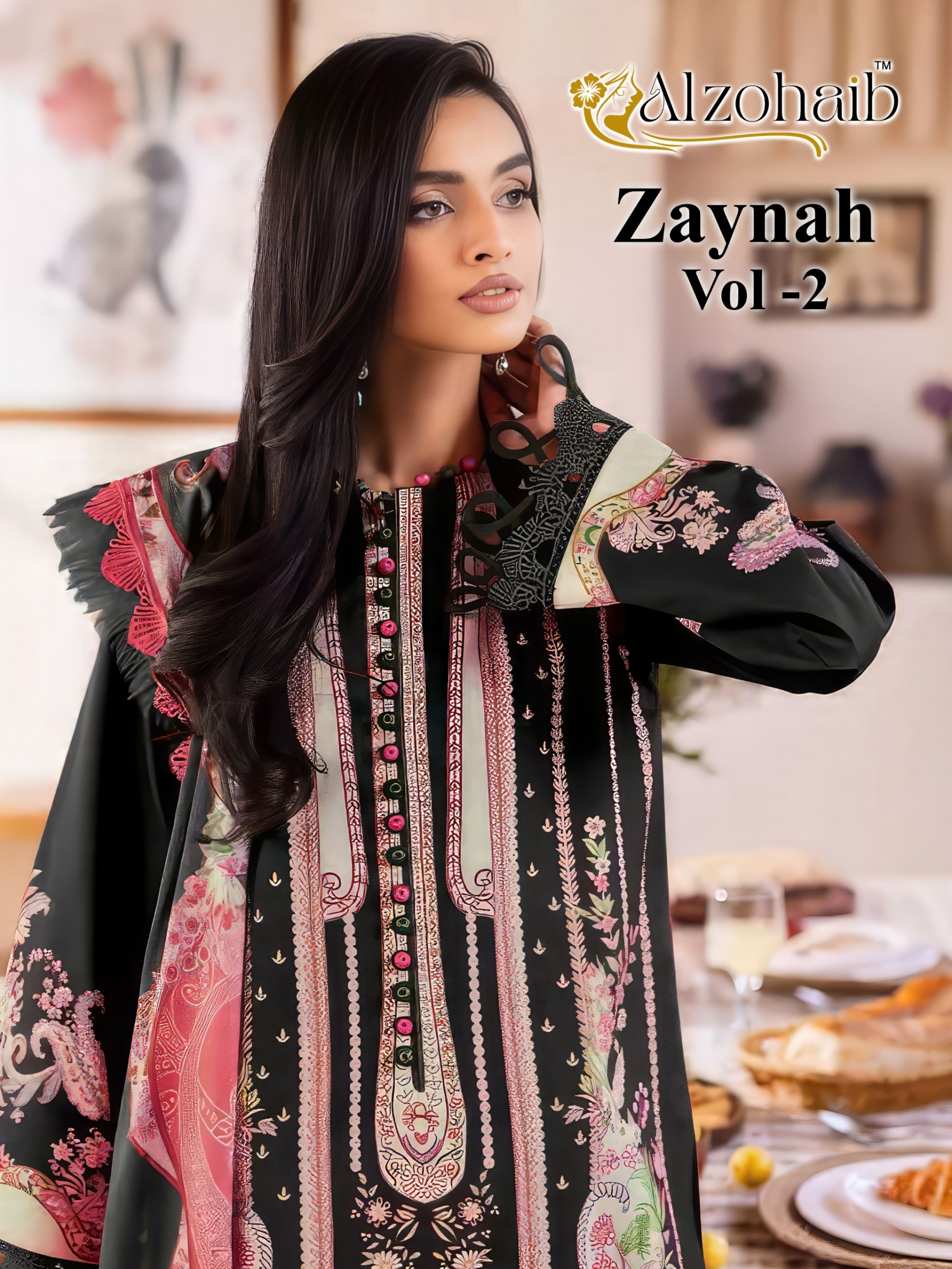 ZAYNAH VOL - 2 - AZ - 1565-1567-1570-1571 - PURE LAWN COTTON PAKISTANI PATCH WORK SUIT BY ALZOHAIB 