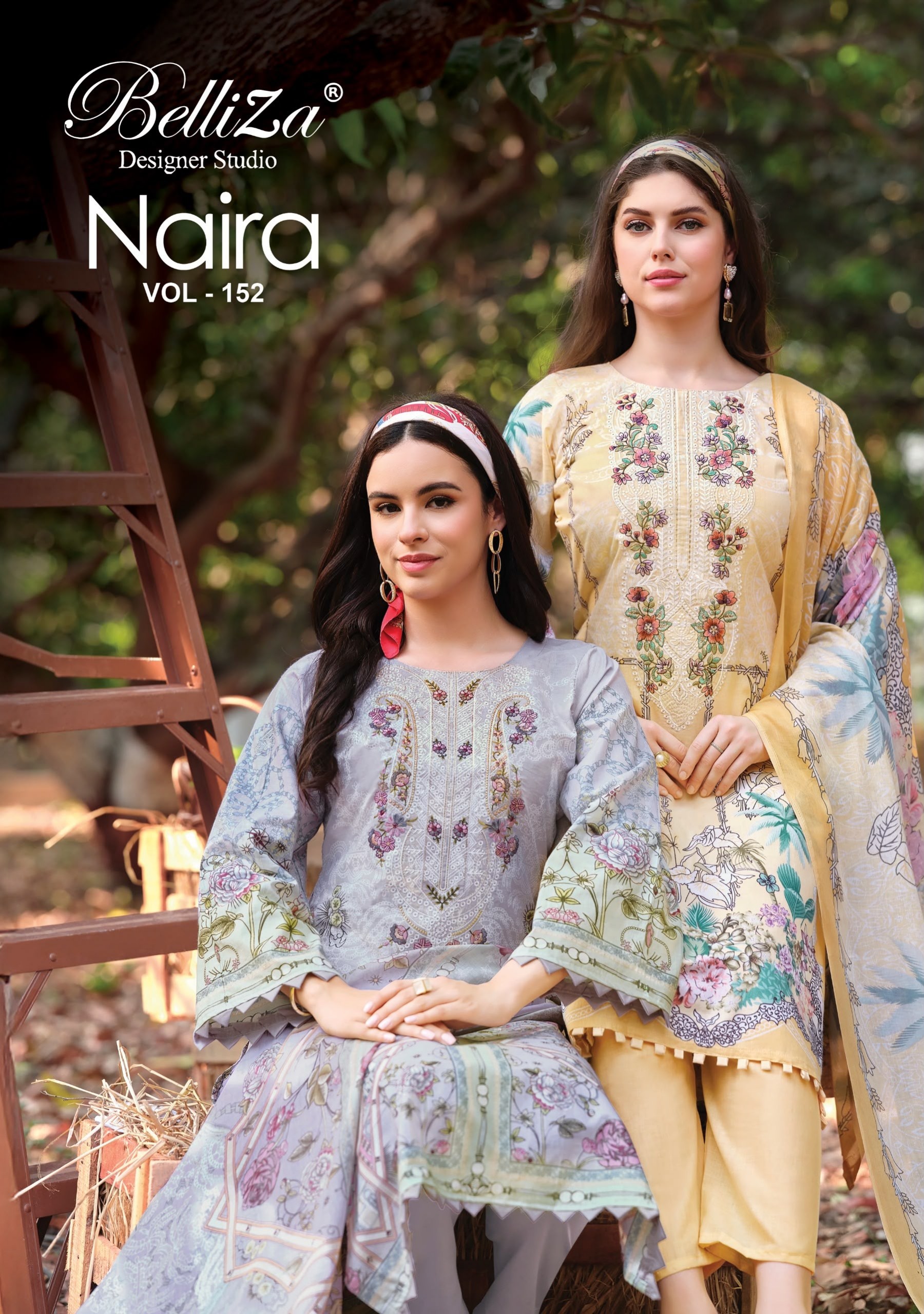 BELLIZA - NAIRA VOL - 152 - PURE COTTON DIGITAL PRINT HEAVY EMBROIDERY WORK BY PAKISTANI SUIT COLLECTION 