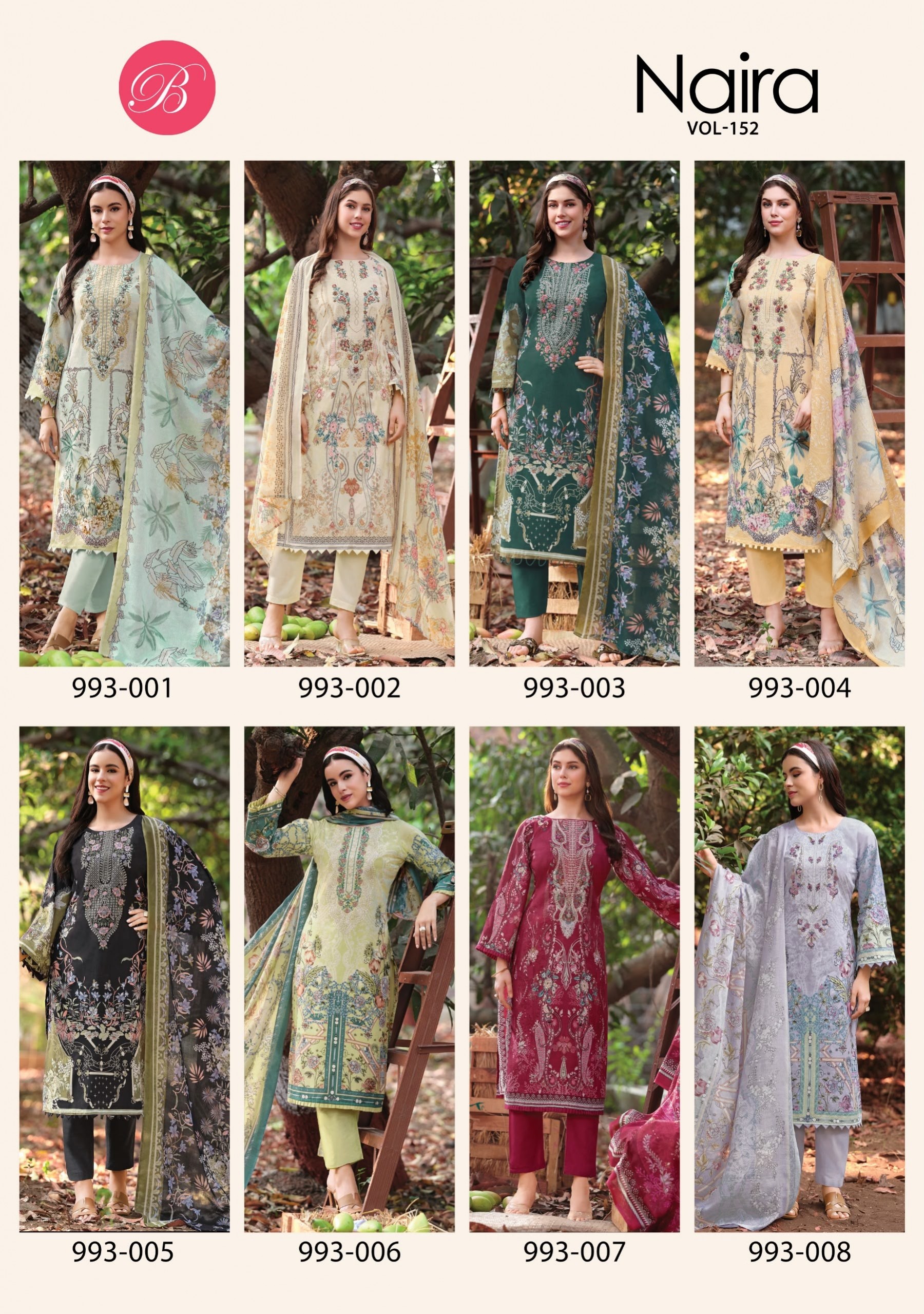 BELLIZA - NAIRA VOL - 152 - PURE COTTON DIGITAL PRINT HEAVY EMBROIDERY WORK BY PAKISTANI SUIT COLLECTION 