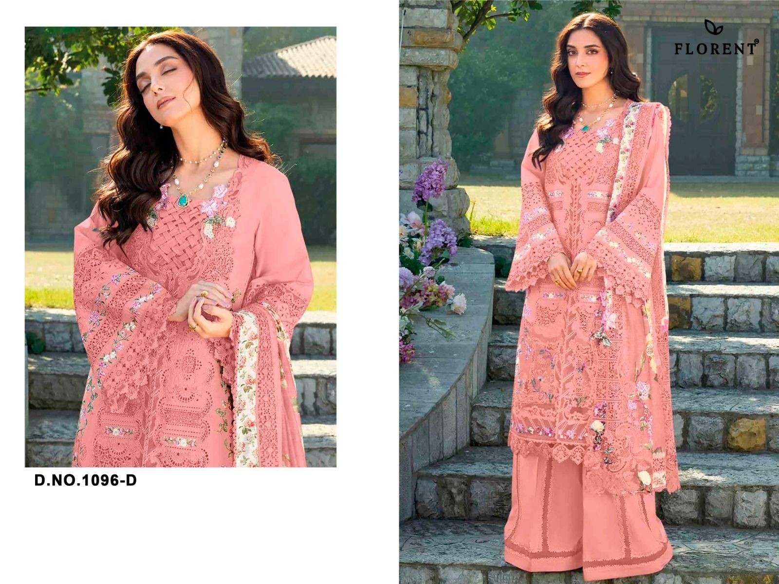 FLORENT - 1096 - A B C D - CAMBRIC COTTON WITH HEAVY EMBROIDERY WORK BY PAKISTANI SUIT COLLECTION 
