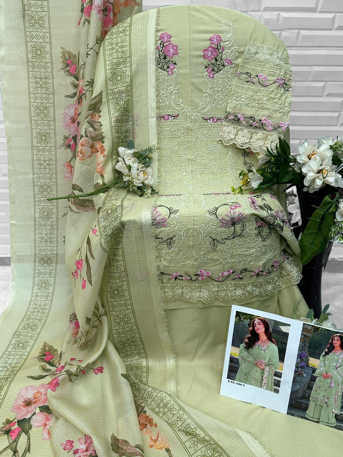 FLORENT - 1096 - A B C D - CAMBRIC COTTON WITH HEAVY EMBROIDERY WORK BY PAKISTANI SUIT COLLECTION 