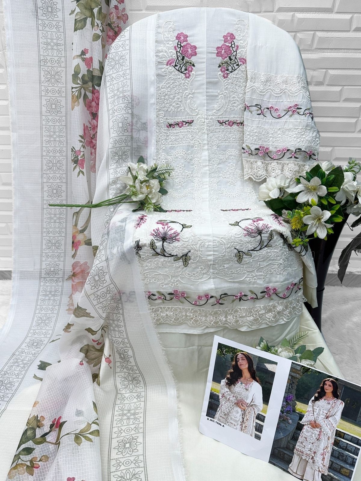 FLORENT - 1096 - A B C D - CAMBRIC COTTON WITH HEAVY EMBROIDERY WORK BY PAKISTANI SUIT COLLECTION 