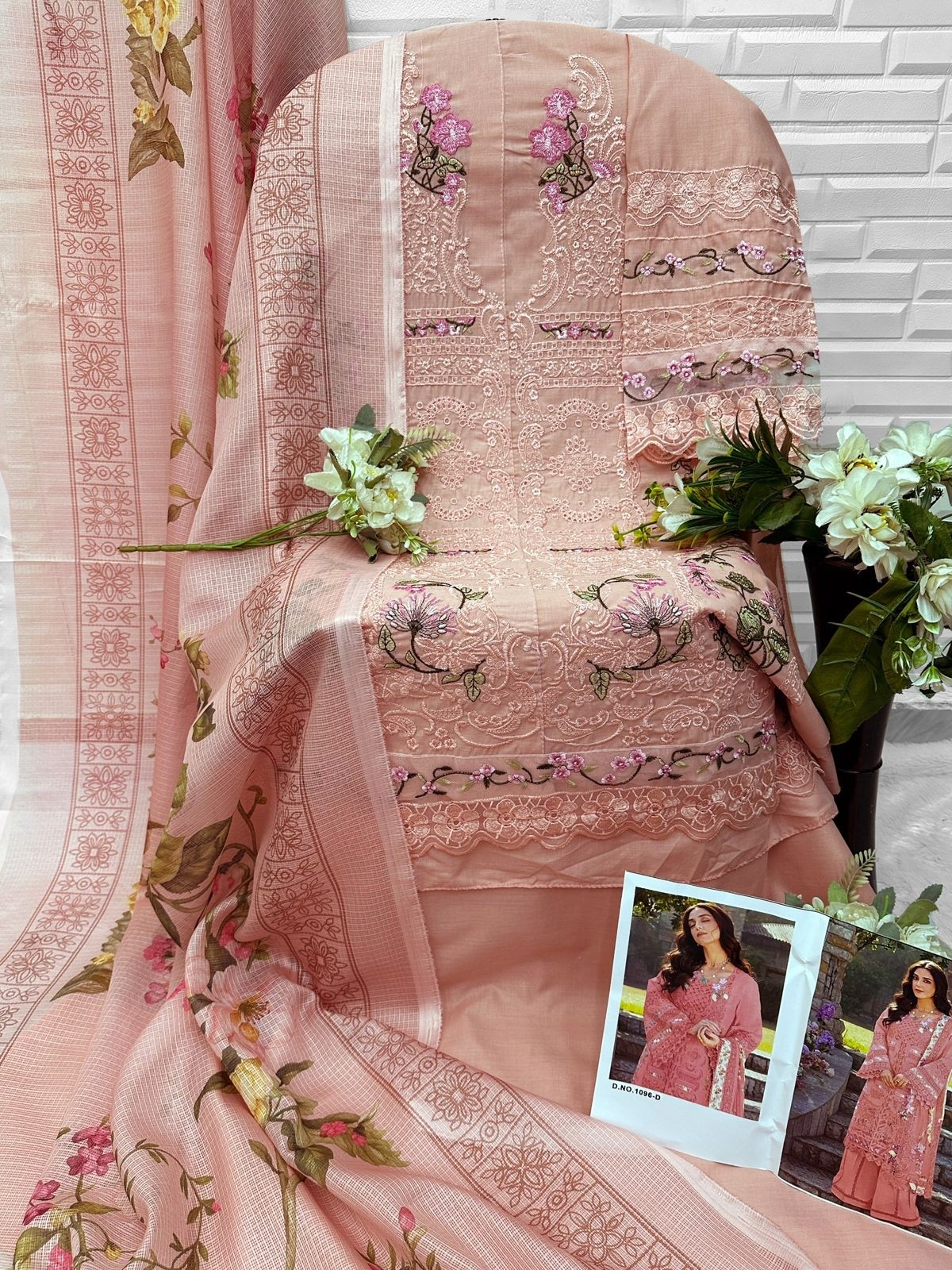 FLORENT - 1096 - A B C D - CAMBRIC COTTON WITH HEAVY EMBROIDERY WORK BY PAKISTANI SUIT COLLECTION 