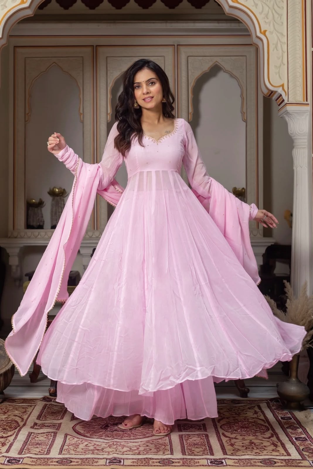 KD1636 - FAUX GEORGETTE HAND WORK PADDED BY ANARKALI NAIRA GOWN COLLECTION 