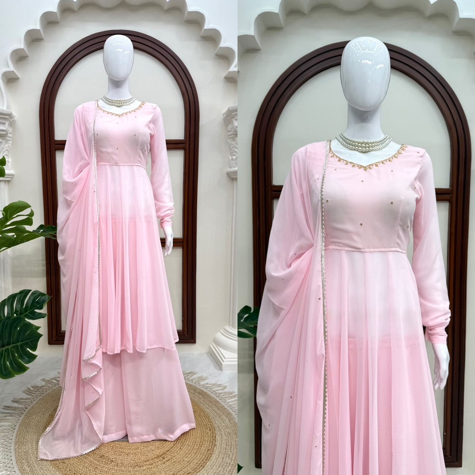KD1636 - FAUX GEORGETTE HAND WORK PADDED BY ANARKALI NAIRA GOWN COLLECTION 