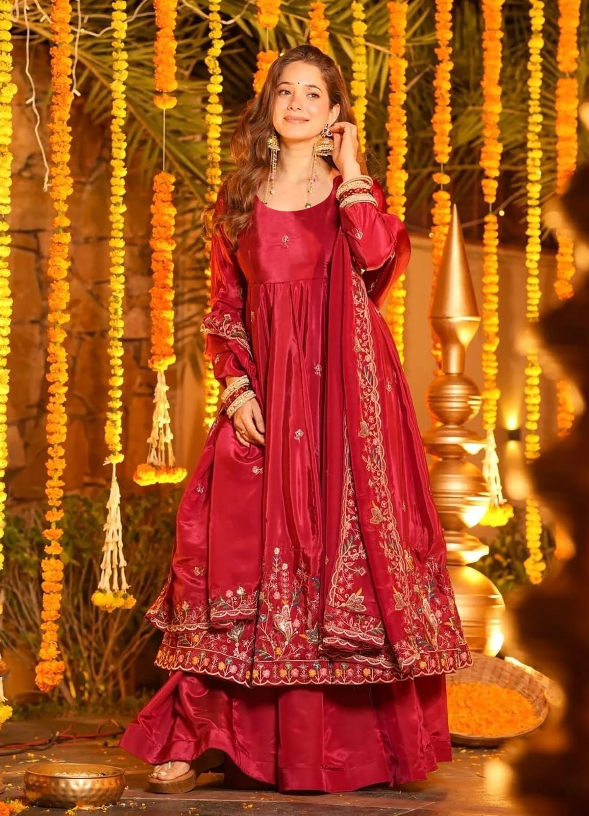 PINK KARNIVAL SUIT - HEAVY FRENCH CRAPE WORK PREMIUM FLORAL MOTIF THREAD EMBROIDERY WORK BY PARTY WEAR SUIT COLLECTION 
