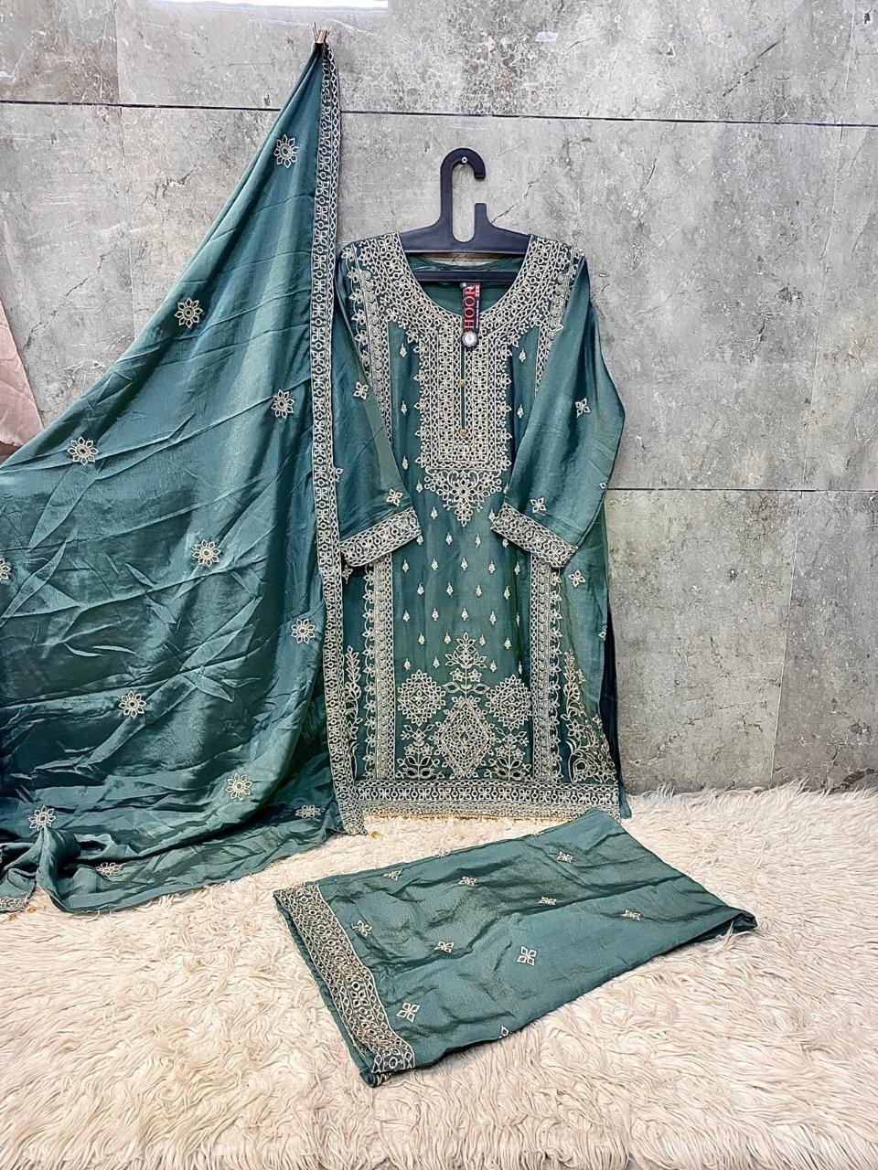 HF - 473 - A B C D - HEAVY CHINON WITH CUT WORK BY PAKISTANI READYMADE SHARARA AND PLAZZO SUIT COLLECTION 