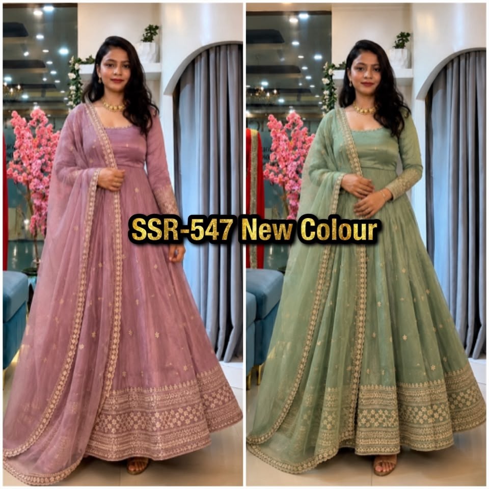 SSR - 547 - CRUNCHY SILK WITH SEQUENCE EMBROIDERY WORK BY PARTY WEAR AND WEDDING GOWN COLLECTION 