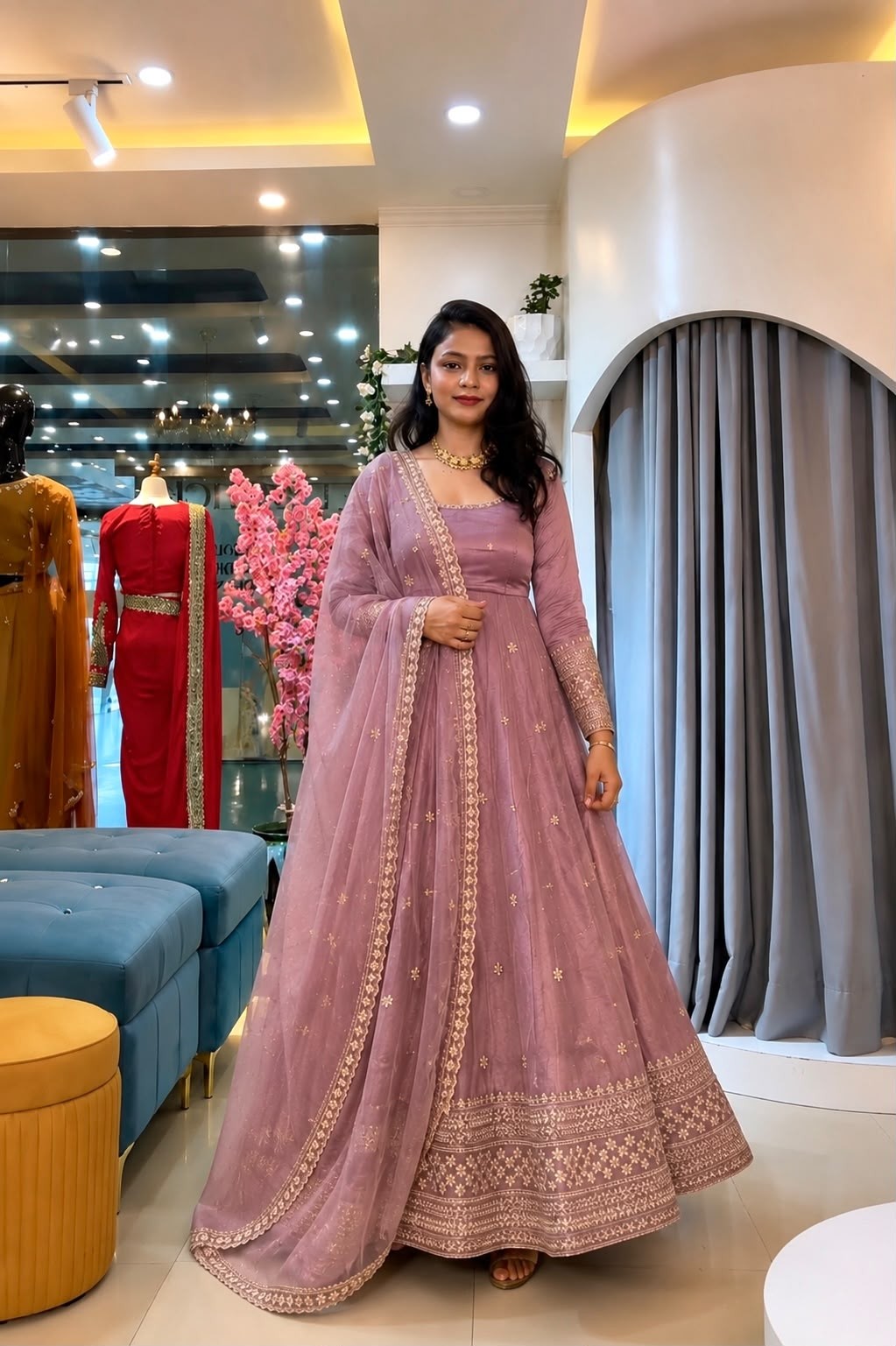 SSR - 547 - CRUNCHY SILK WITH SEQUENCE EMBROIDERY WORK BY PARTY WEAR AND WEDDING GOWN COLLECTION 