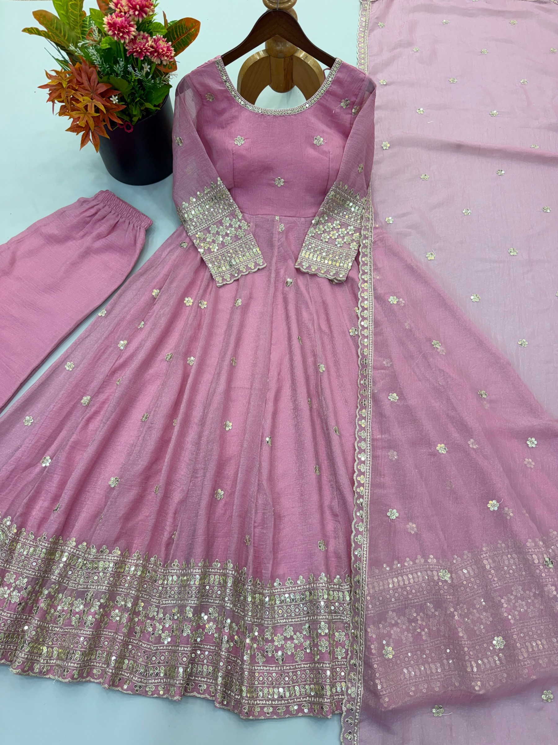 SSR - 547 - CRUNCHY SILK WITH SEQUENCE EMBROIDERY WORK BY PARTY WEAR AND WEDDING GOWN COLLECTION 