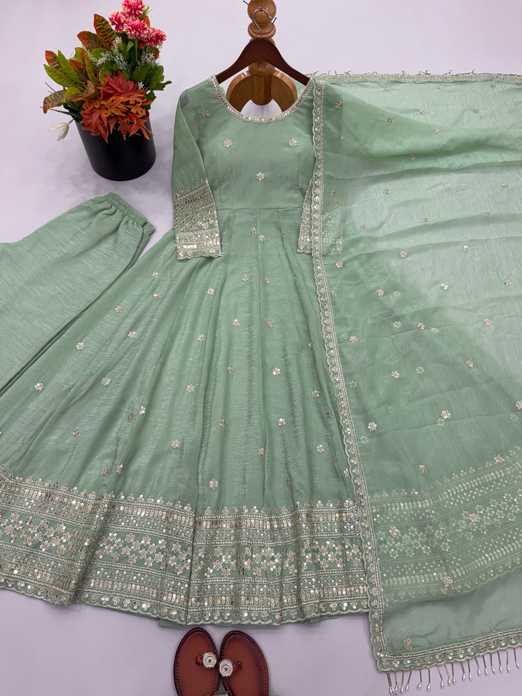 SSR - 547 - CRUNCHY SILK WITH SEQUENCE EMBROIDERY WORK BY PARTY WEAR AND WEDDING GOWN COLLECTION 