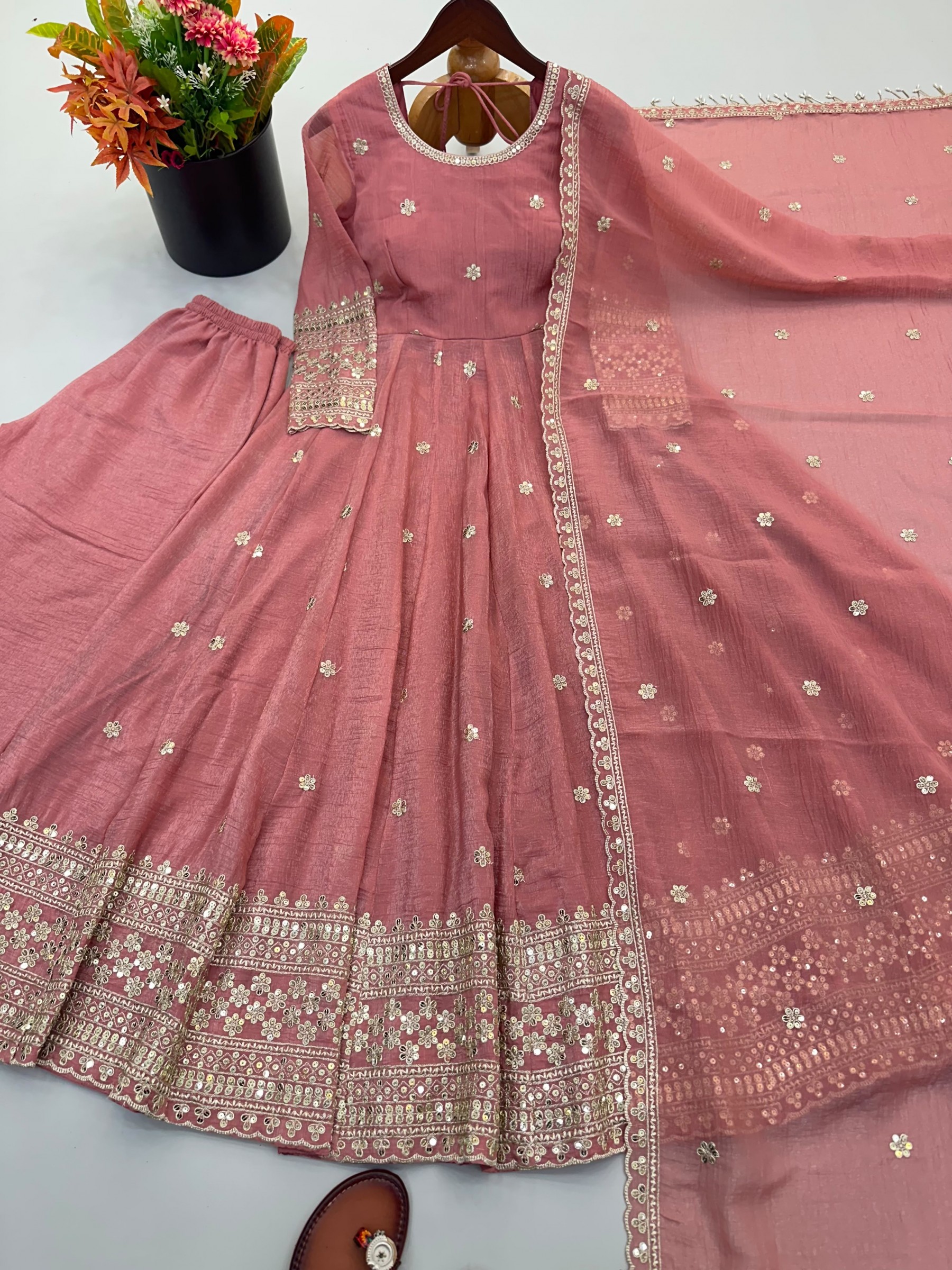 SSR - 547 - CRUNCHY SILK WITH SEQUENCE EMBROIDERY WORK BY PARTY WEAR AND WEDDING GOWN COLLECTION 