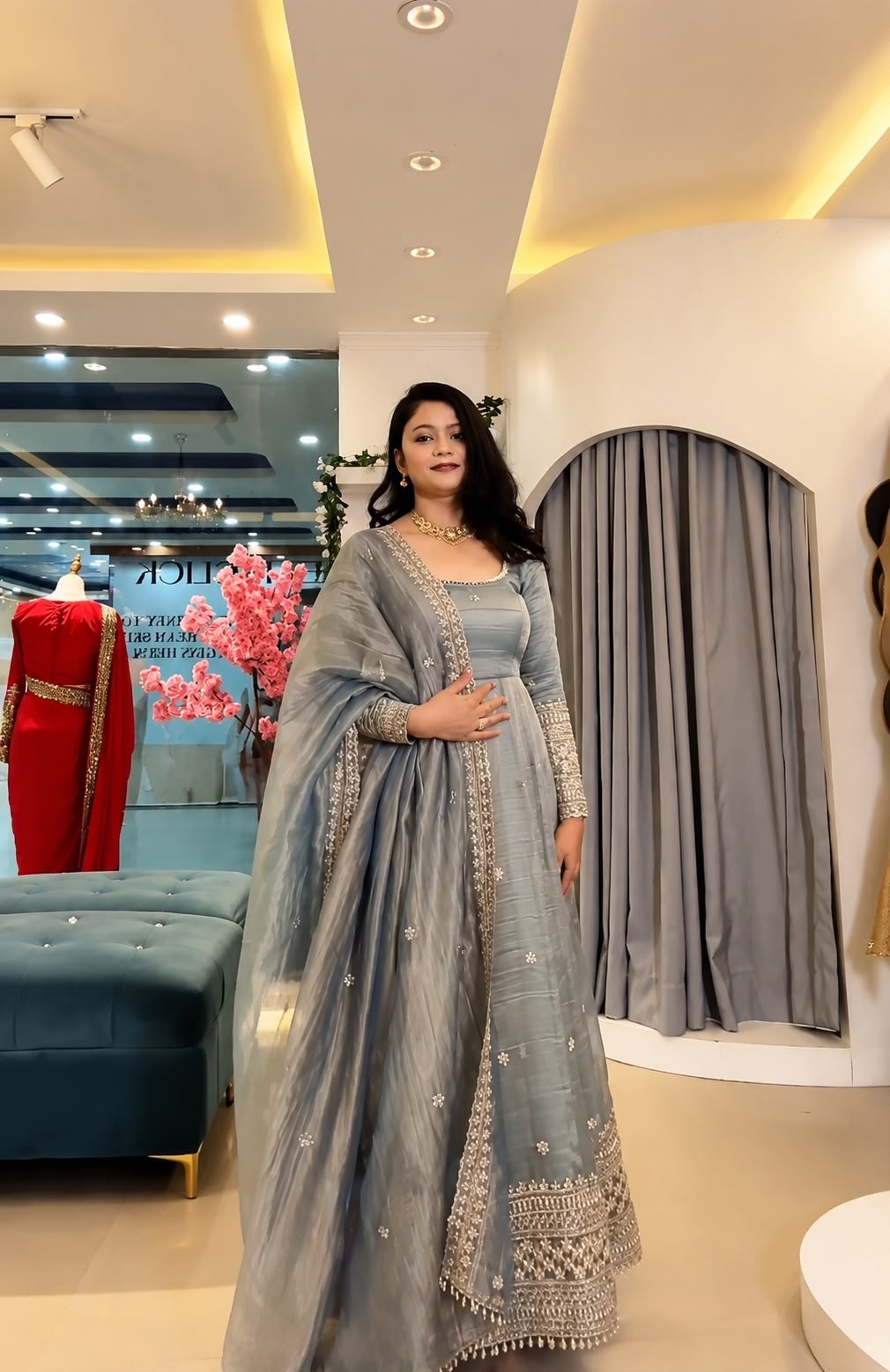 SSR - 547 - CRUNCHY SILK WITH SEQUENCE EMBROIDERY WORK BY PARTY WEAR AND WEDDING GOWN COLLECTION 