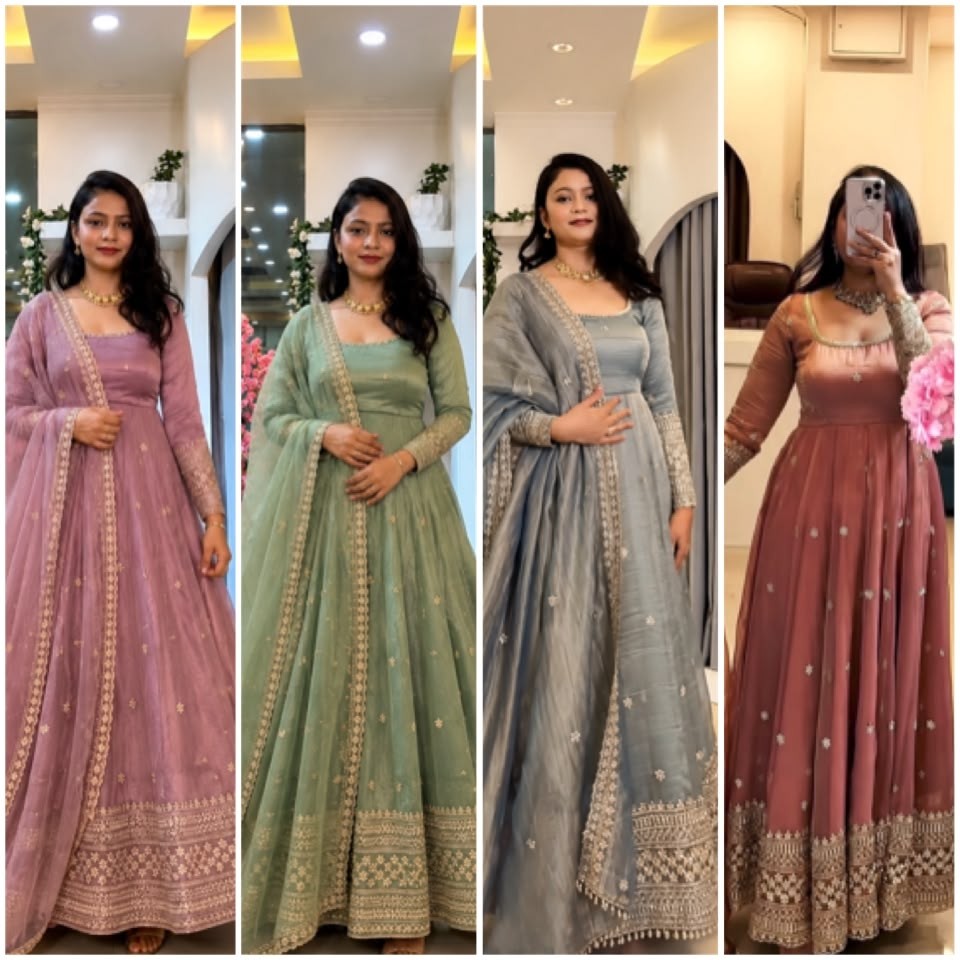 SSR - 547 - CRUNCHY SILK WITH SEQUENCE EMBROIDERY WORK BY PARTY WEAR AND WEDDING GOWN COLLECTION 