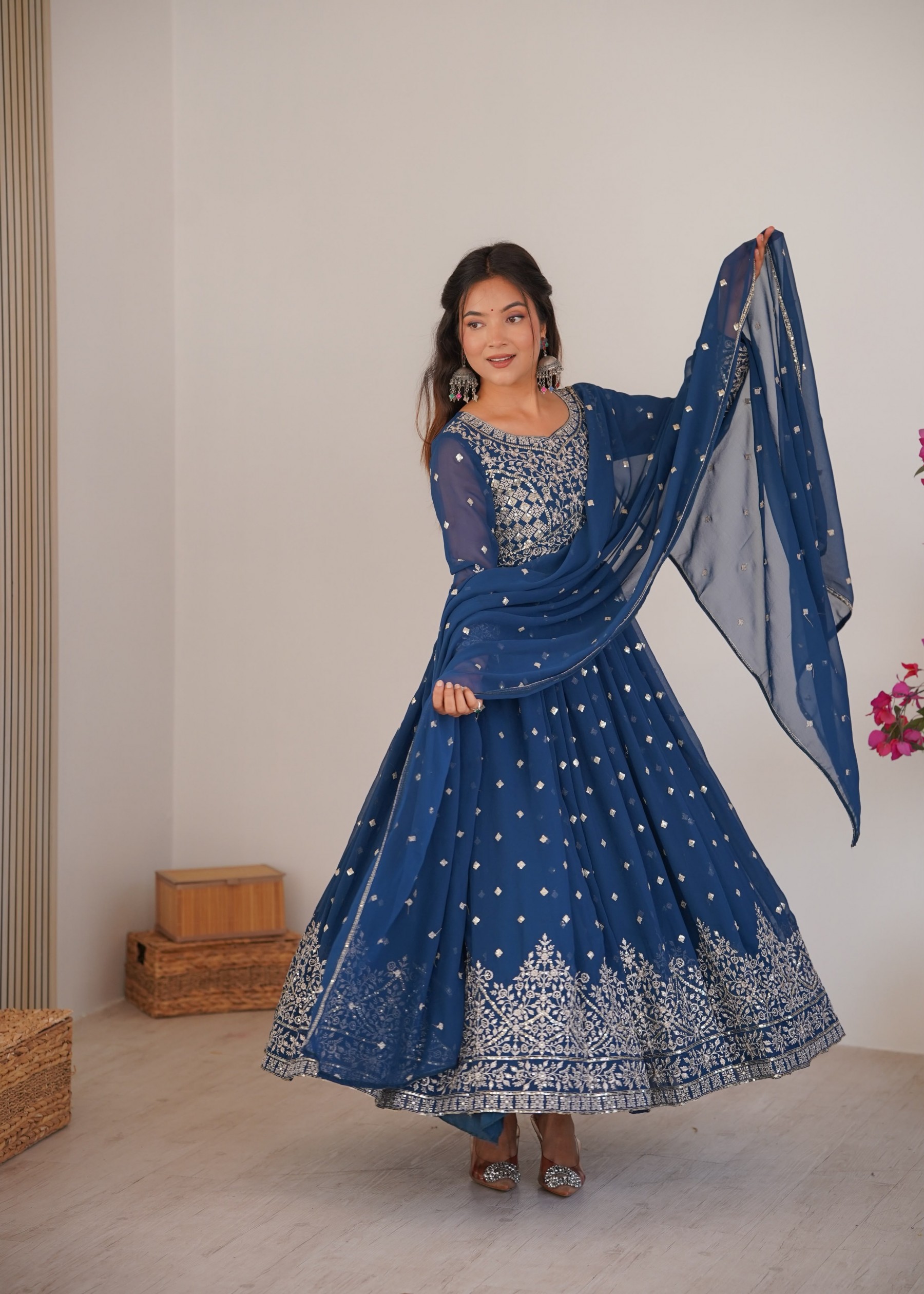 SP - 81 - HEAVY FAUX GEORGETTE WITH SEQUENCE EMBROIDERY WORK BY PARTY WEAR AND WEDDING GOWN COLLECTION 
