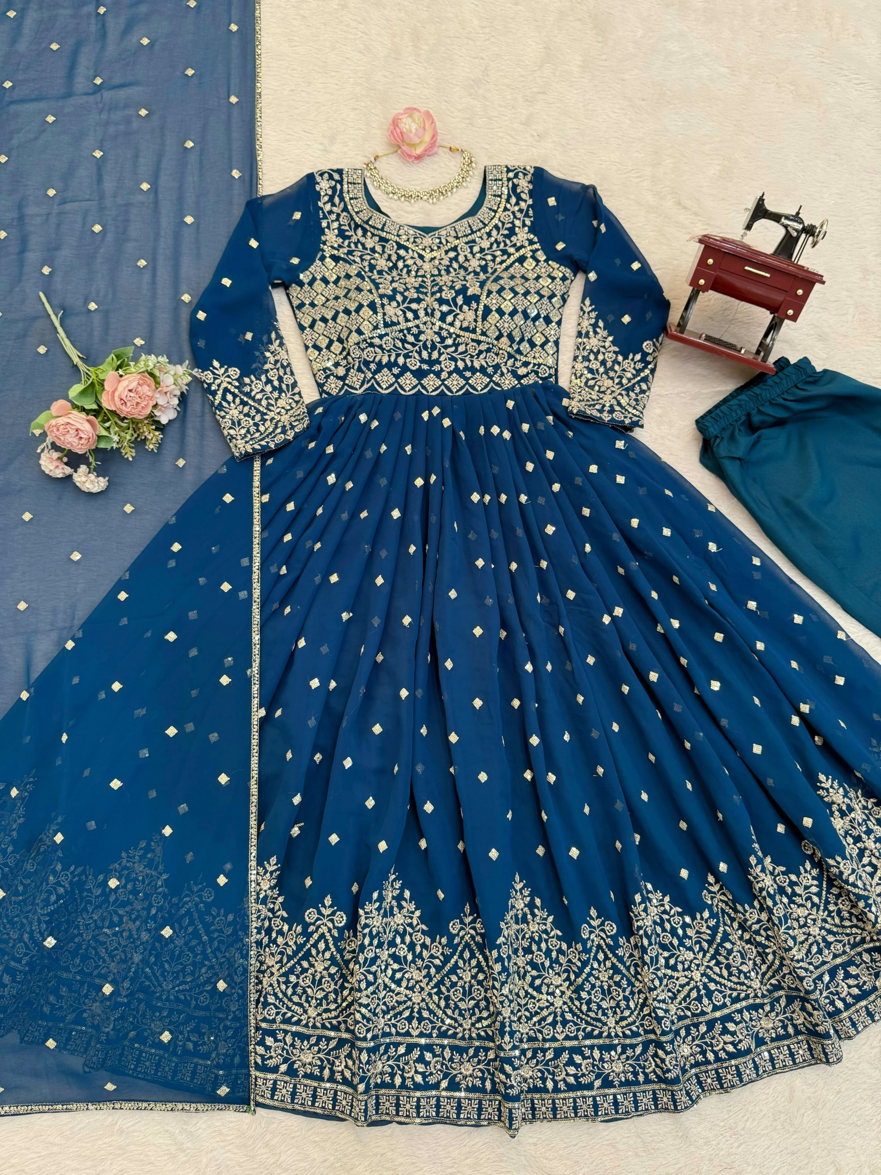 SP - 81 - HEAVY FAUX GEORGETTE WITH SEQUENCE EMBROIDERY WORK BY PARTY WEAR AND WEDDING GOWN COLLECTION 