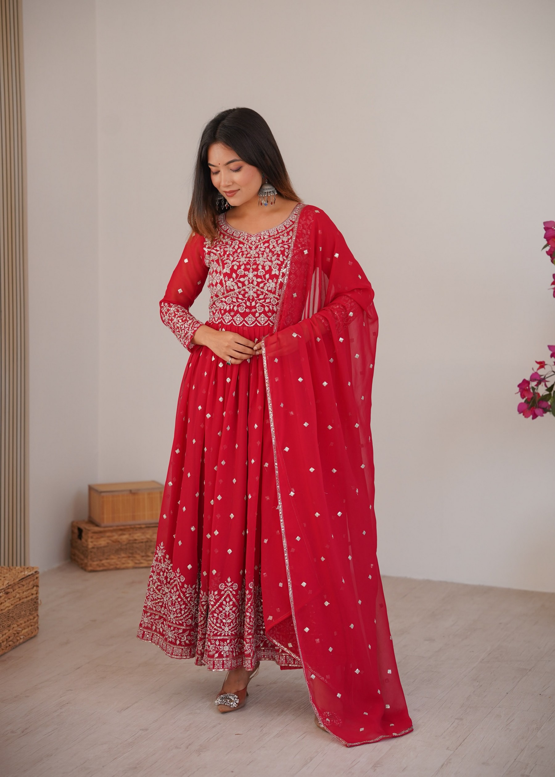 SP - 81 - HEAVY FAUX GEORGETTE WITH SEQUENCE EMBROIDERY WORK BY PARTY WEAR AND WEDDING GOWN COLLECTION 