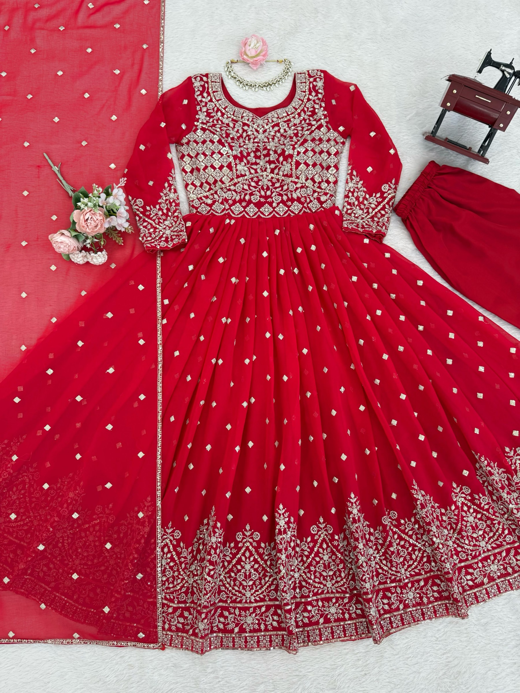 SP - 81 - HEAVY FAUX GEORGETTE WITH SEQUENCE EMBROIDERY WORK BY PARTY WEAR AND WEDDING GOWN COLLECTION 