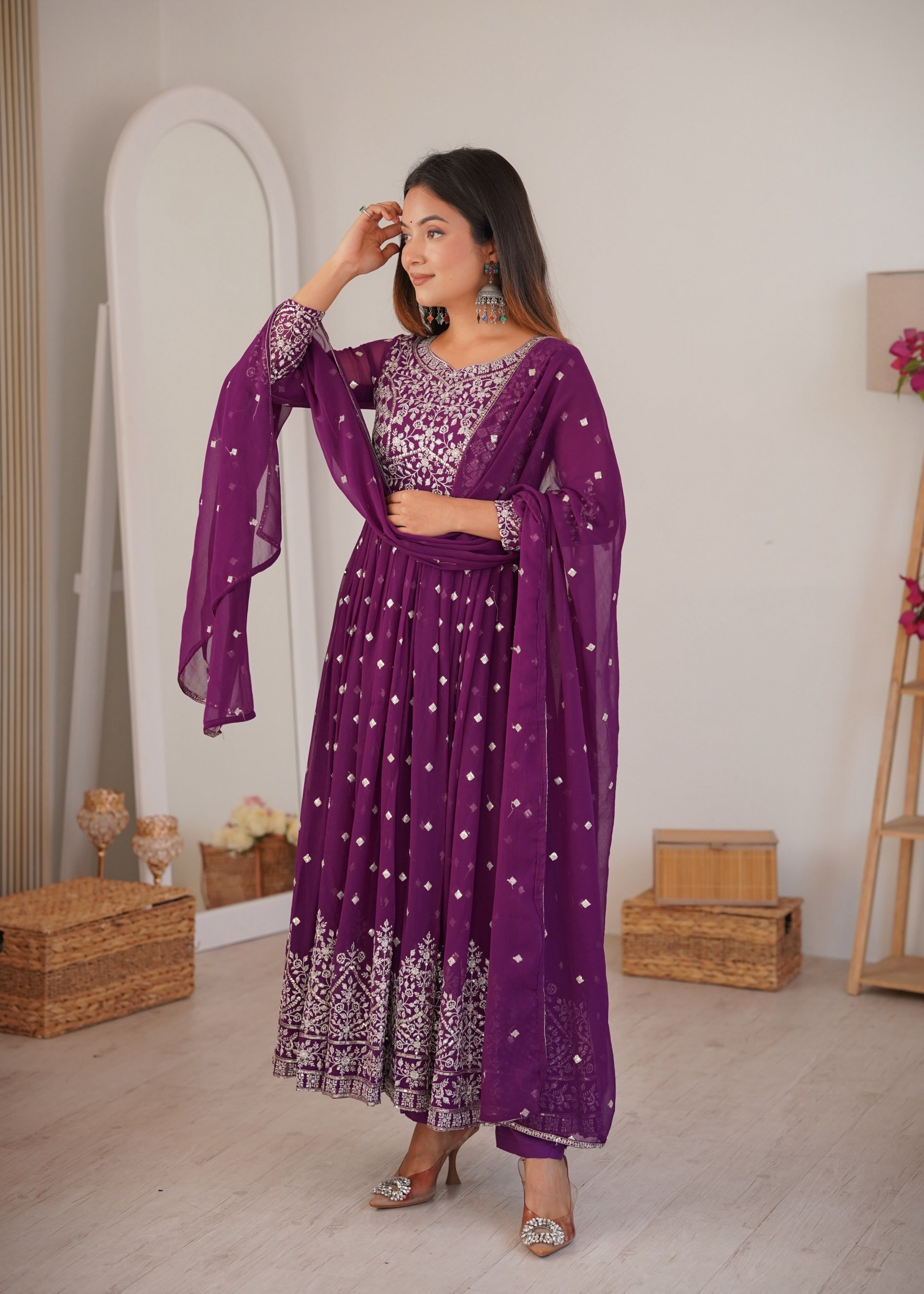 SP - 81 - HEAVY FAUX GEORGETTE WITH SEQUENCE EMBROIDERY WORK BY PARTY WEAR AND WEDDING GOWN COLLECTION 