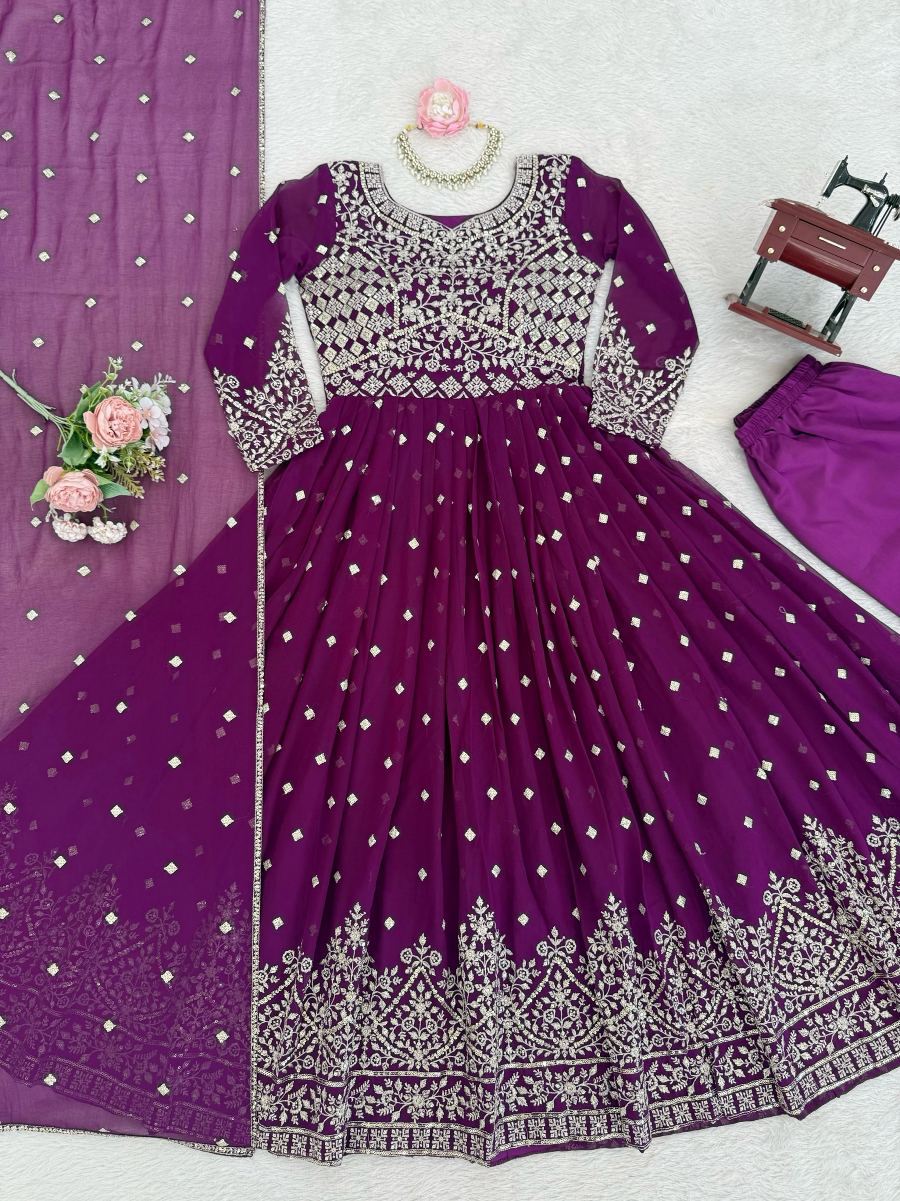 SP - 81 - HEAVY FAUX GEORGETTE WITH SEQUENCE EMBROIDERY WORK BY PARTY WEAR AND WEDDING GOWN COLLECTION 