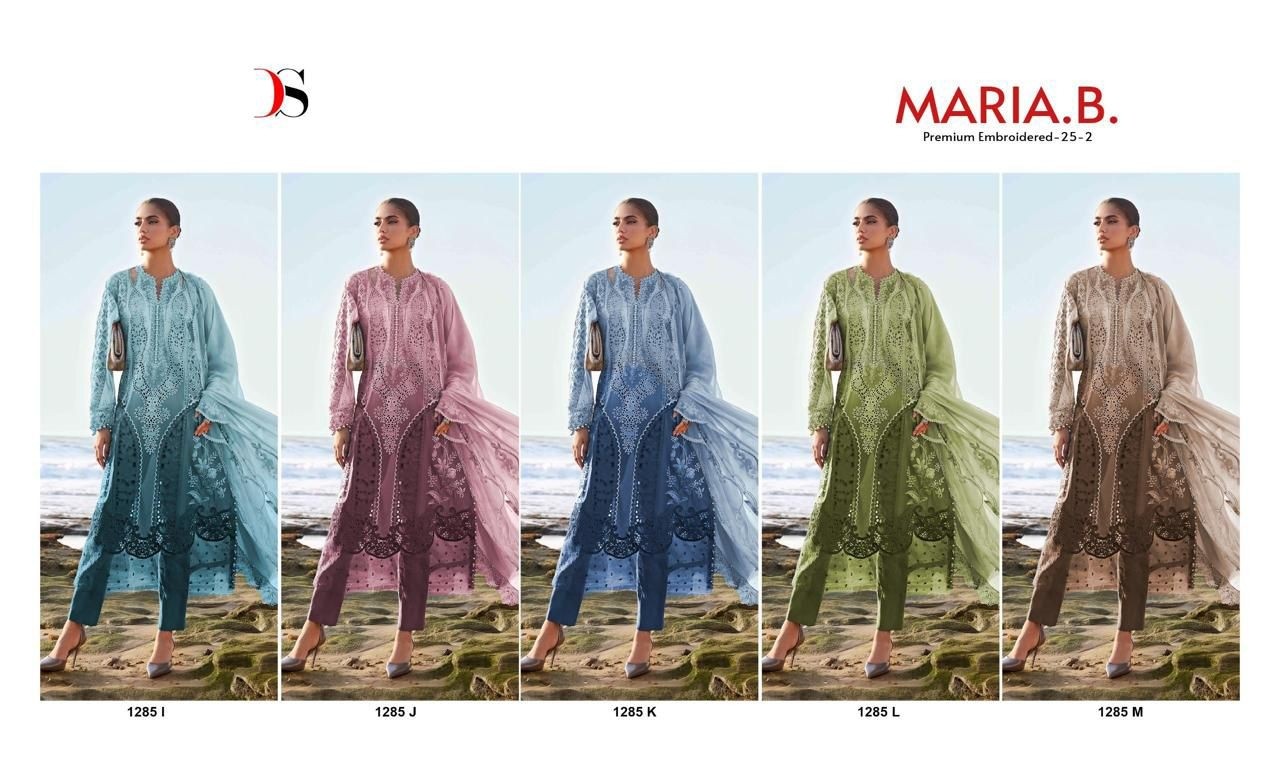 MARIA B PREMIUM EMBROIDERED - 25-2 - D.NO - 1285 - PURE COTTON WITH HEAVY SELF EMBROIDERY ATECHED EMB PATCHES 